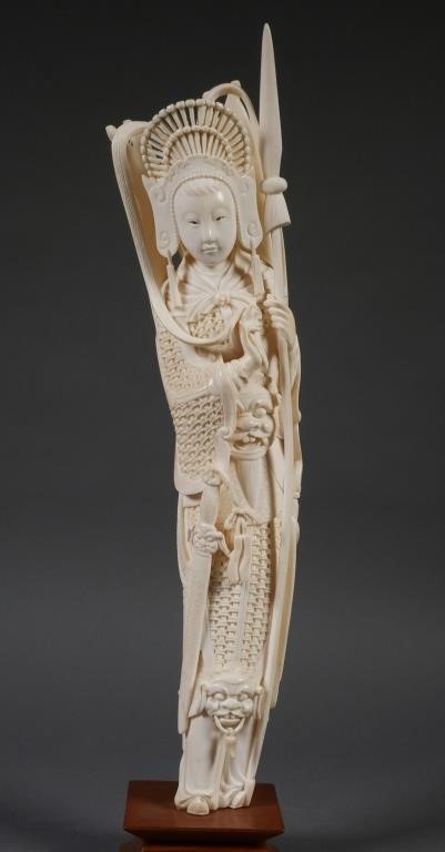 MULAN CHINESE IVORY STATUE FEMALE 36619a