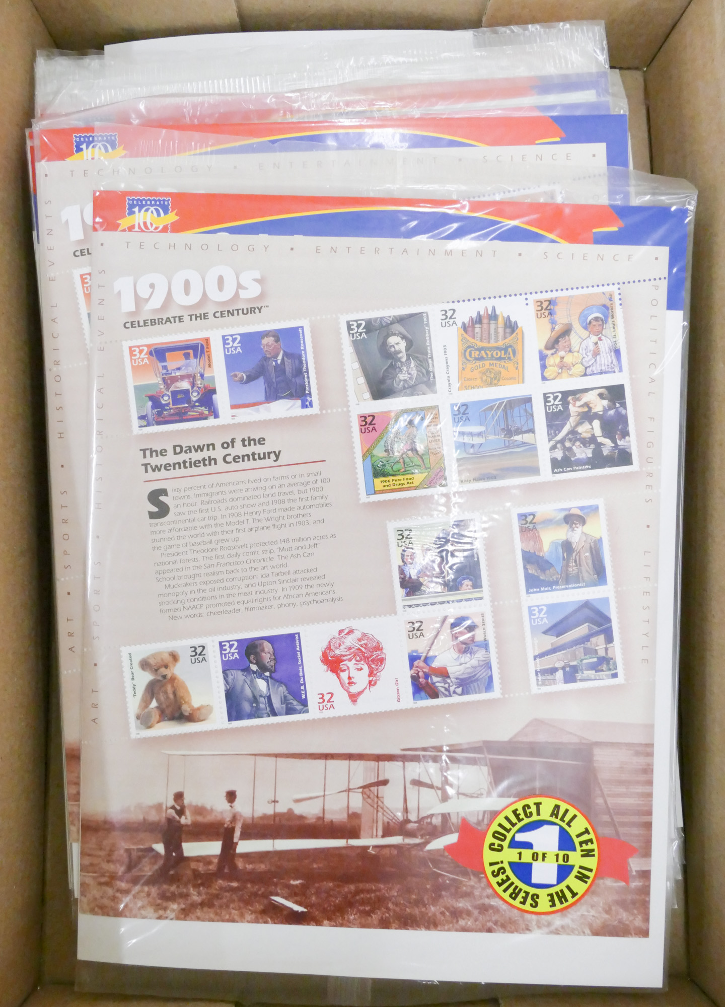 Box US Comm. Stamp Sheets $130 Face