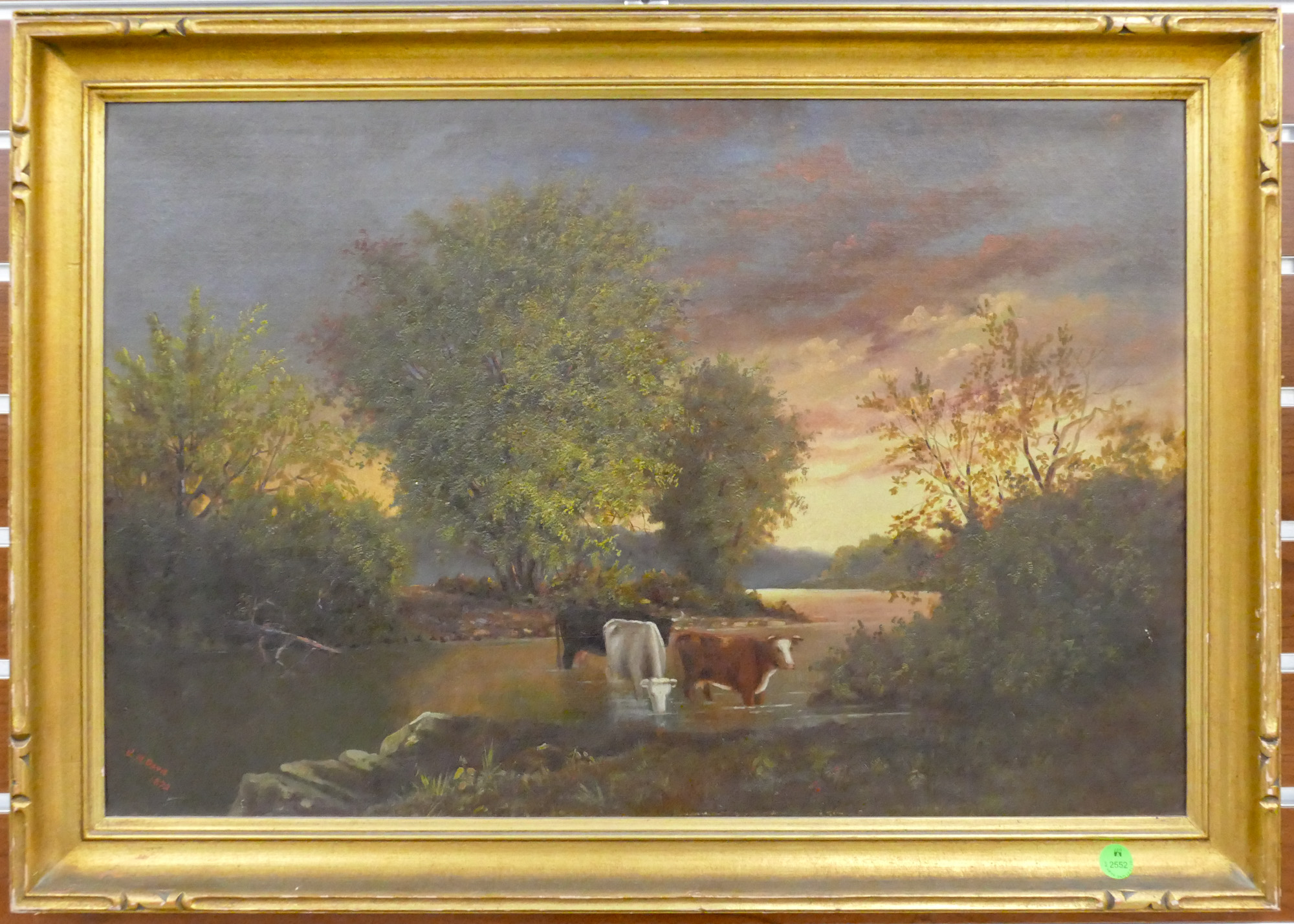 J. M. Davis ''Cows Watering'' 1872