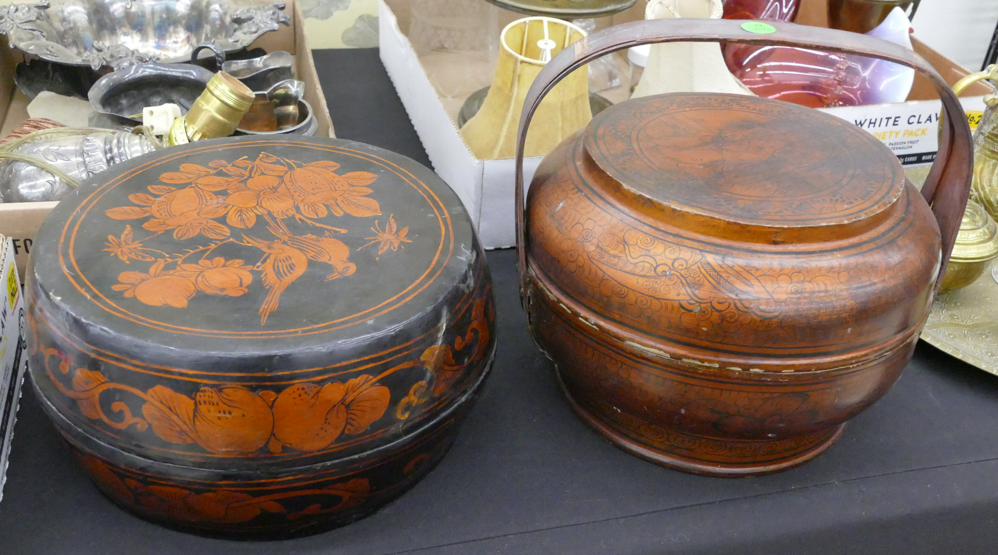 2pc Old Chinese Lacquered Baskets