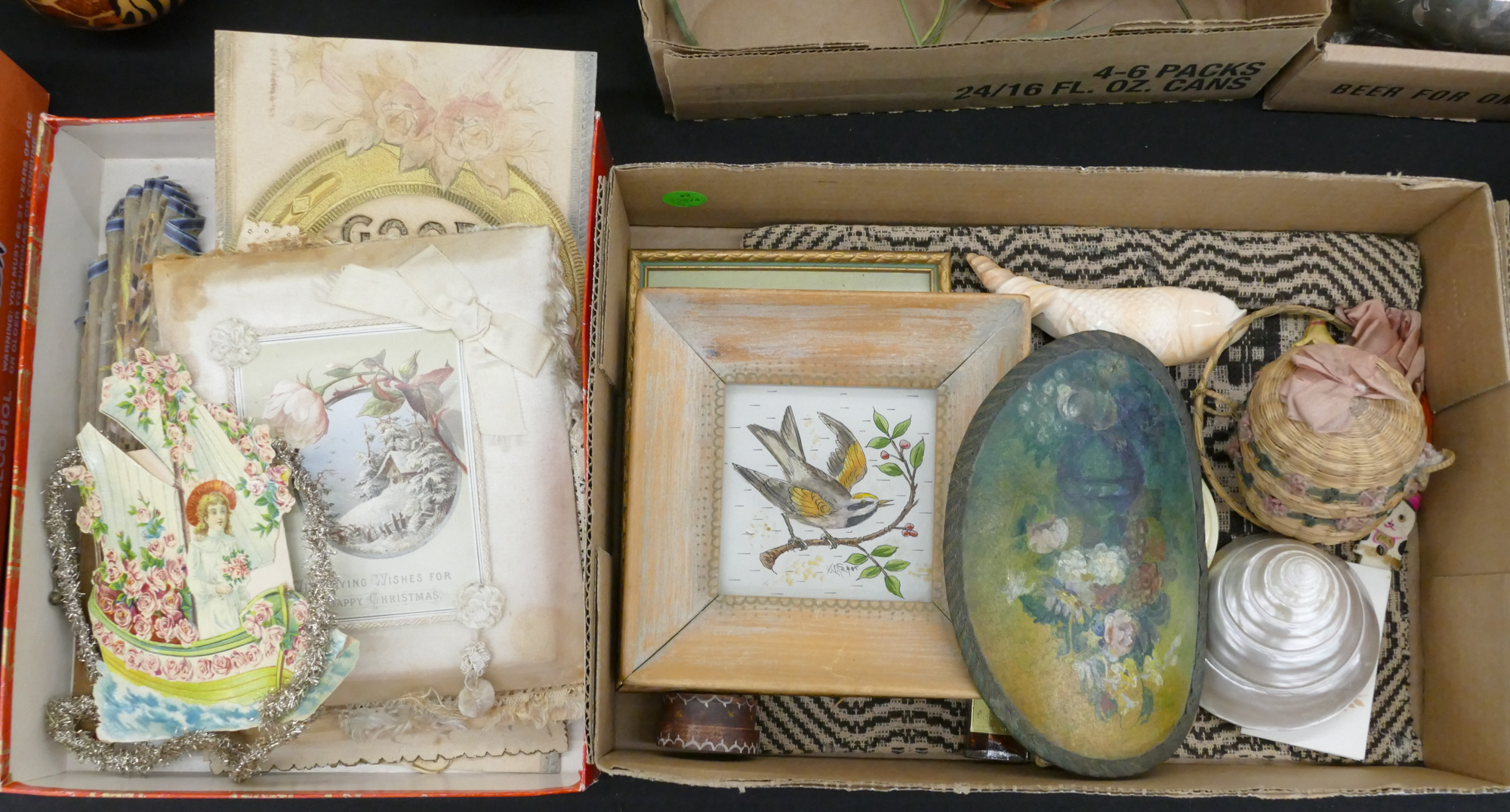 2 Boxes Antique Decor etc.