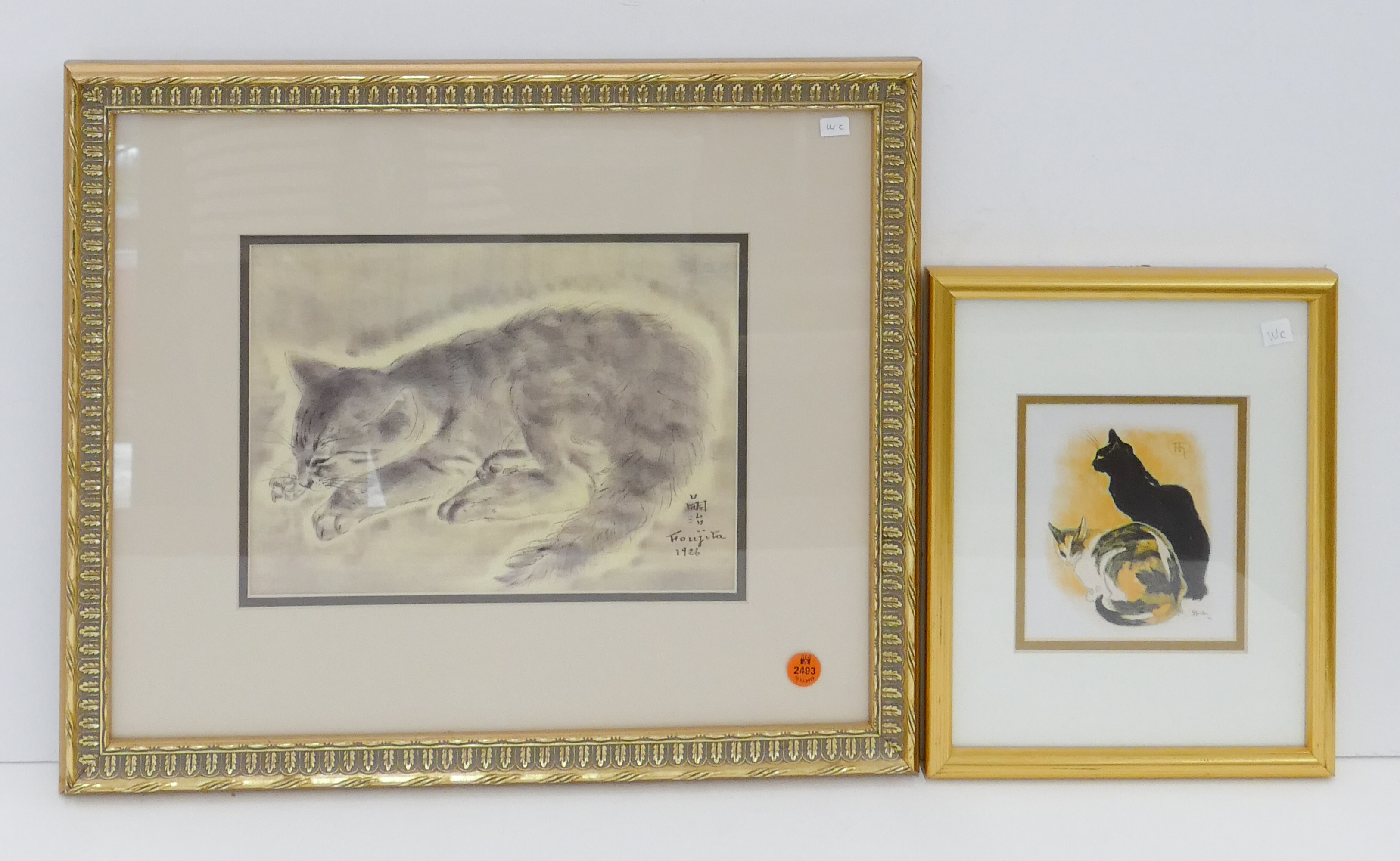 2pc Foujita Framed Cat Prints-