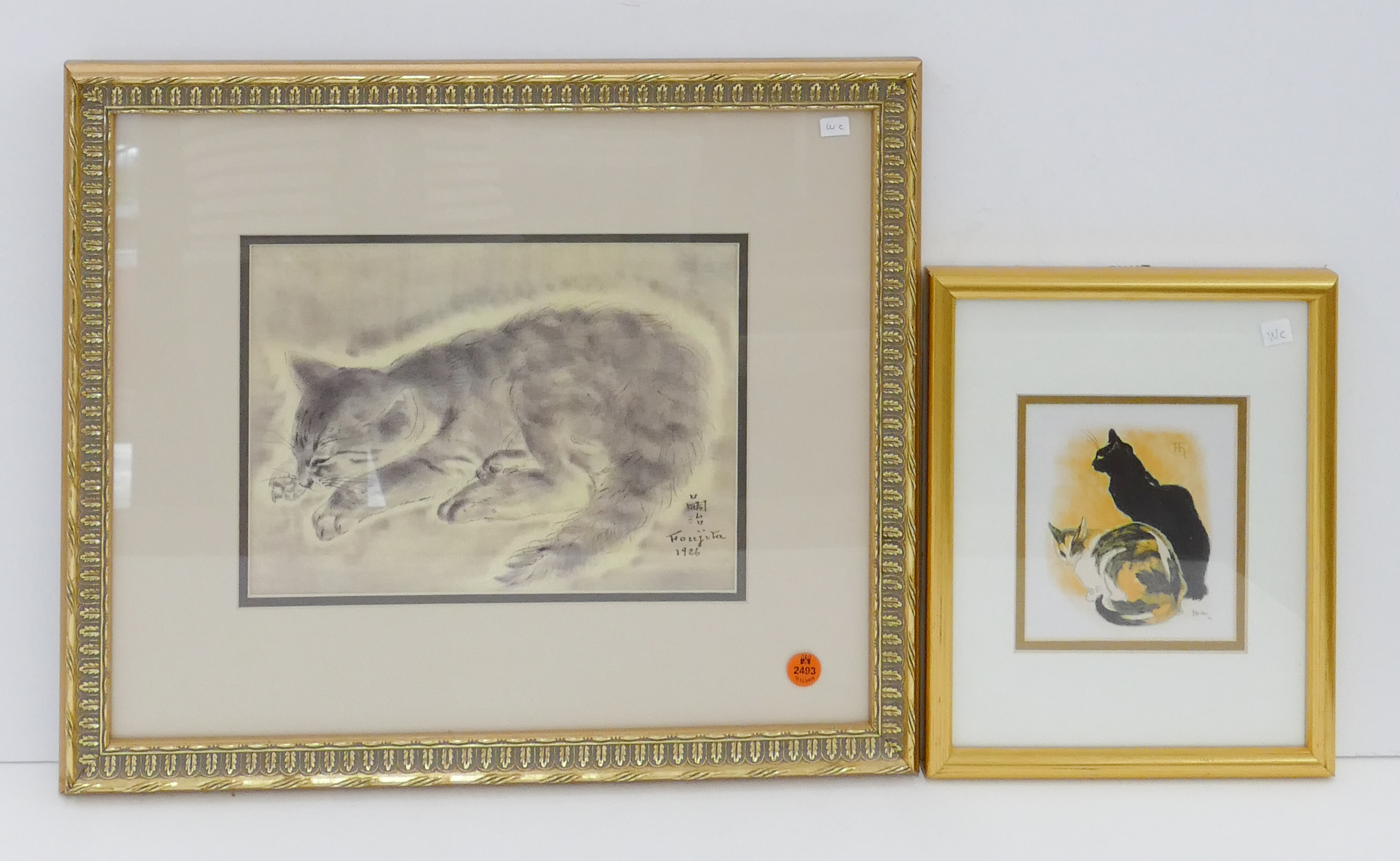 2pc Foujita Framed Cat Prints  36896f