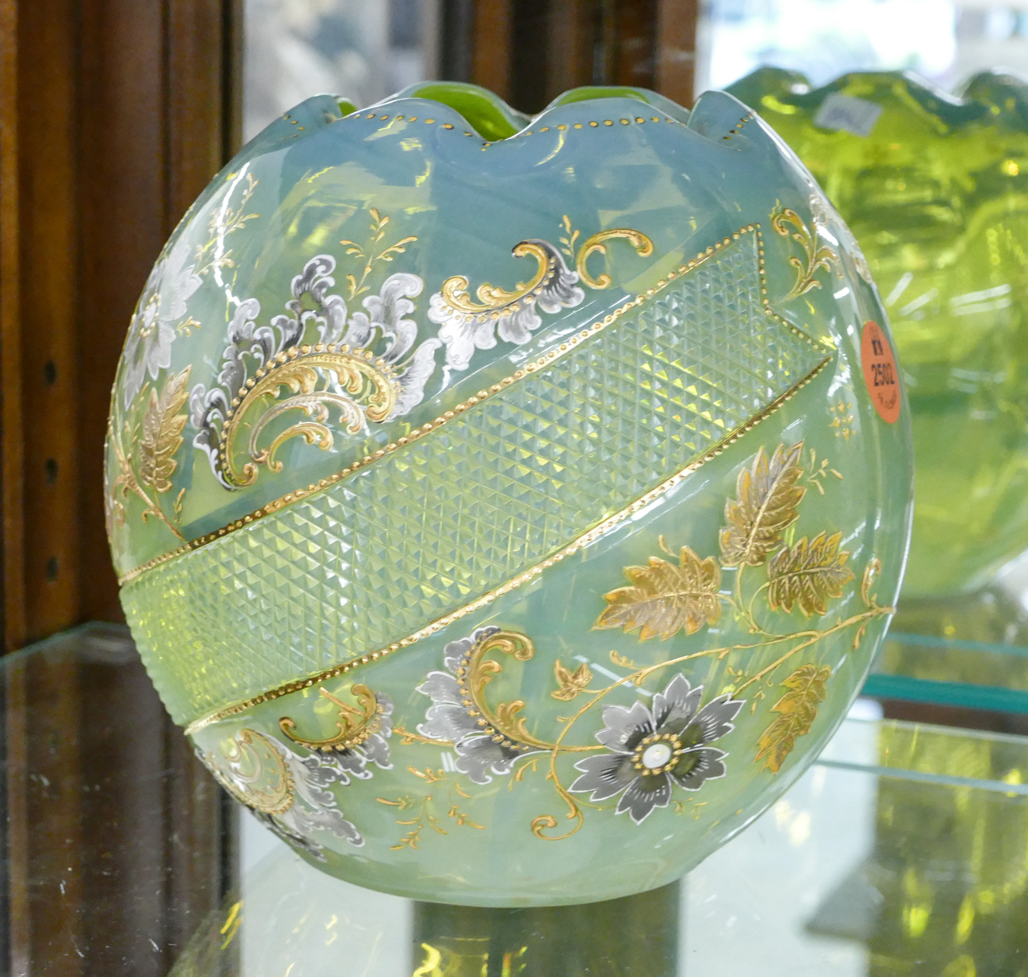 Victorian Opalescent Glass Decorated