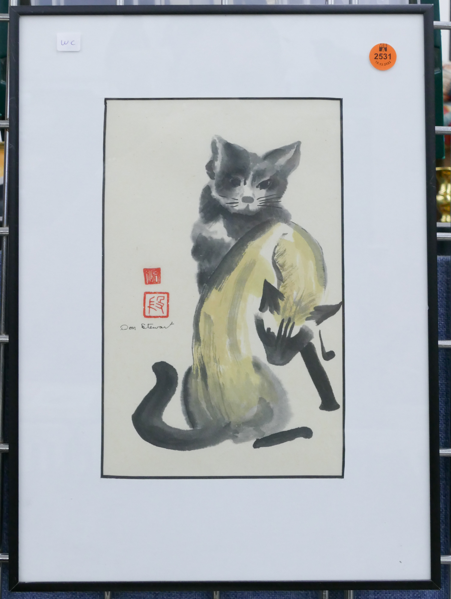 Don Stewart Cats Sumi Ink Framed  368995