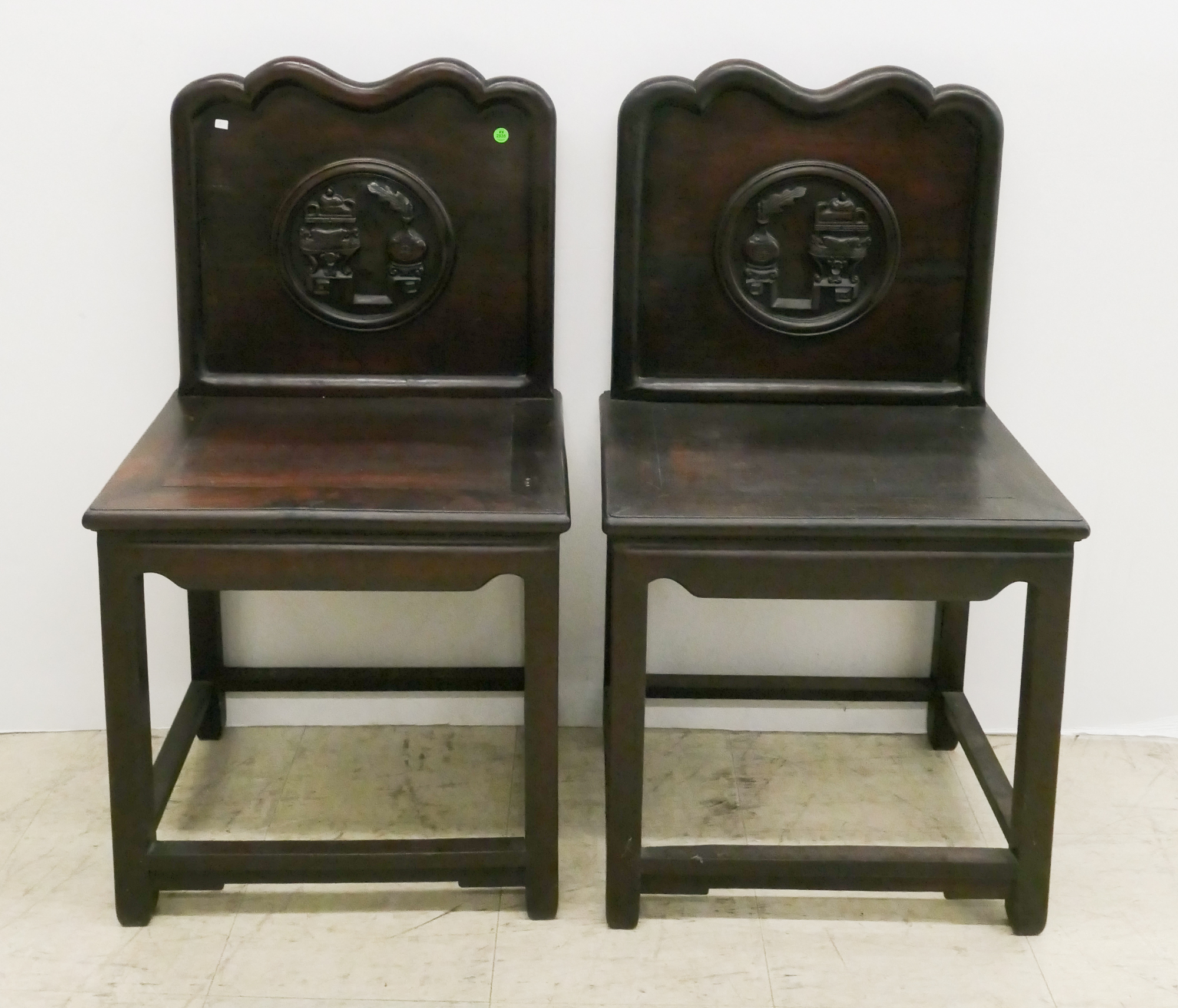 Pair Antique Chinese Carved Rosewood