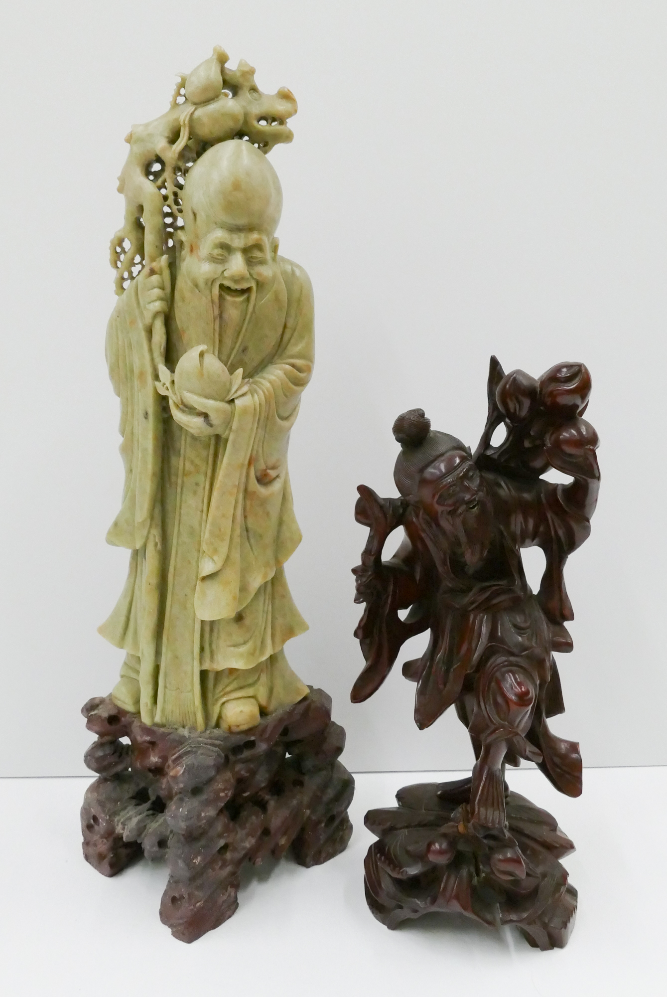 2pc Old Chinese Shou Lao Carved