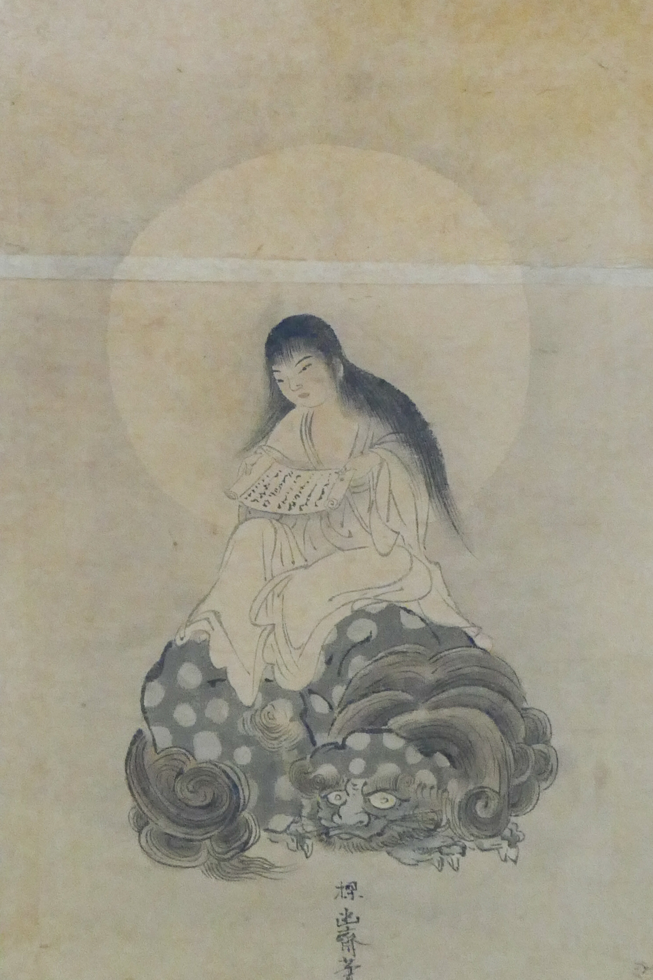 Antique Japanese Deity with Scroll