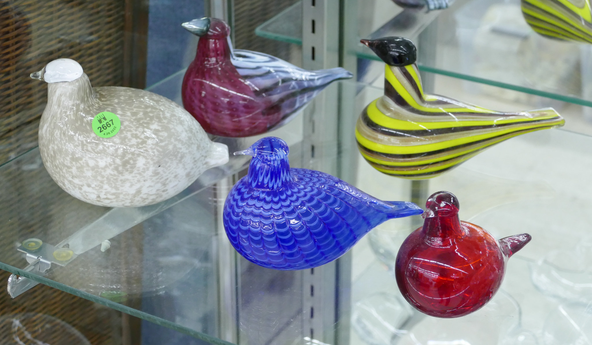 5pc Oiva Toikka Art Glass Birds-