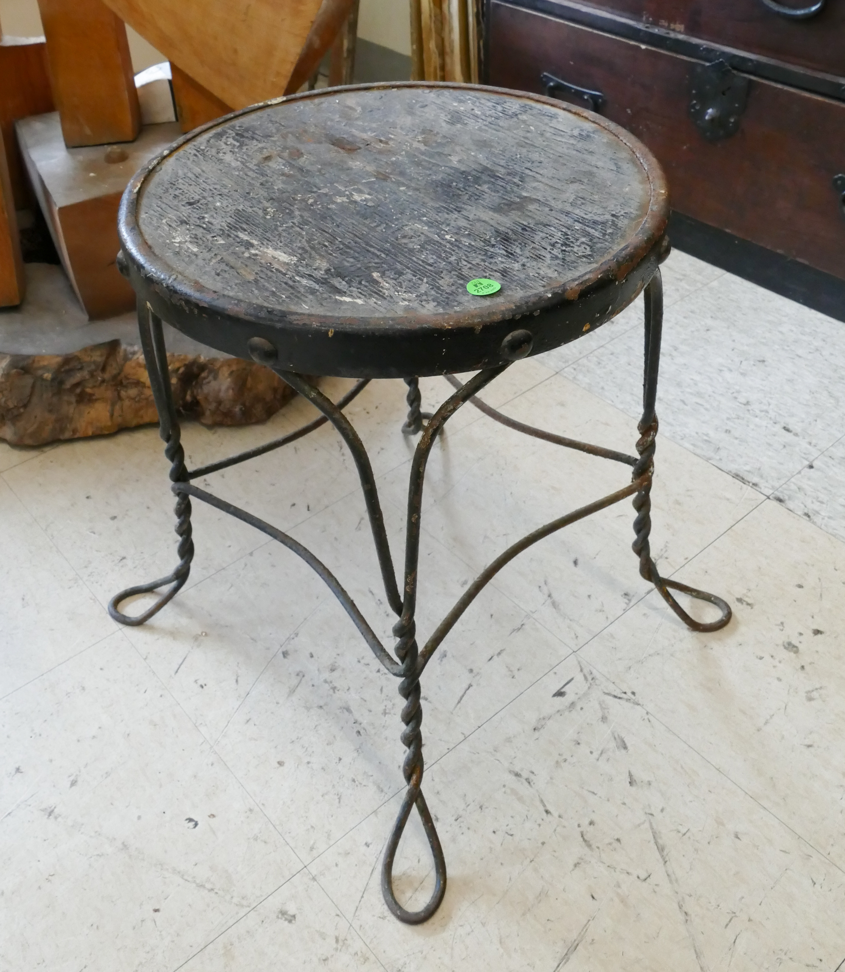 Antique Black Ice Cream Parlor Stool-