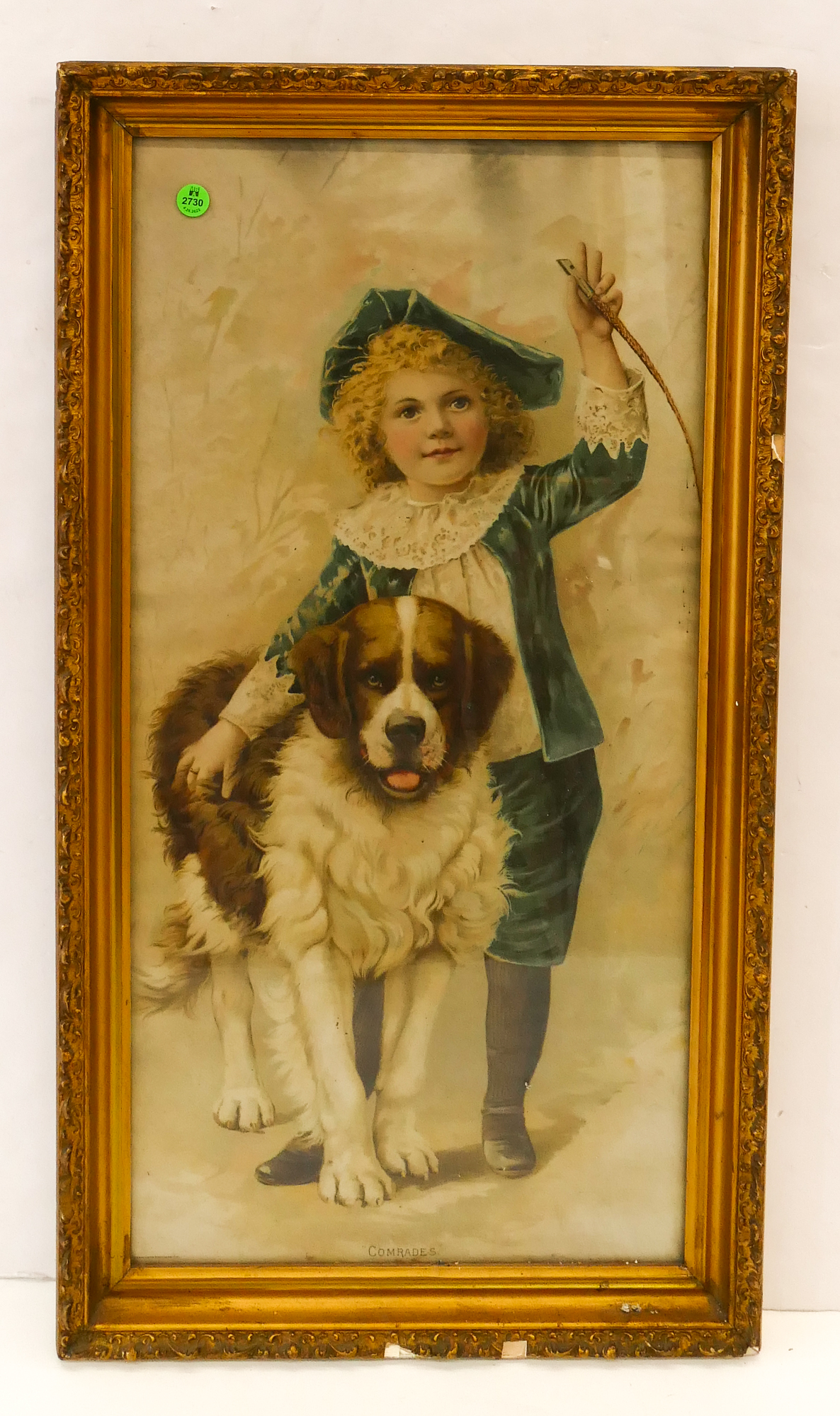 Victorian Child with Dog Chromolithograph 368ade