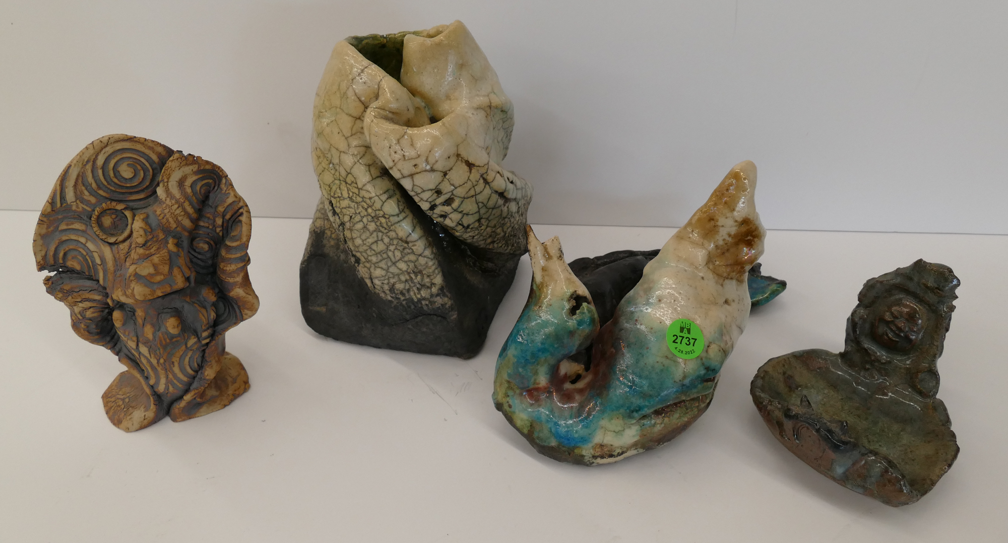4pc Richard Kirsten Studio Ceramic Sculptures-