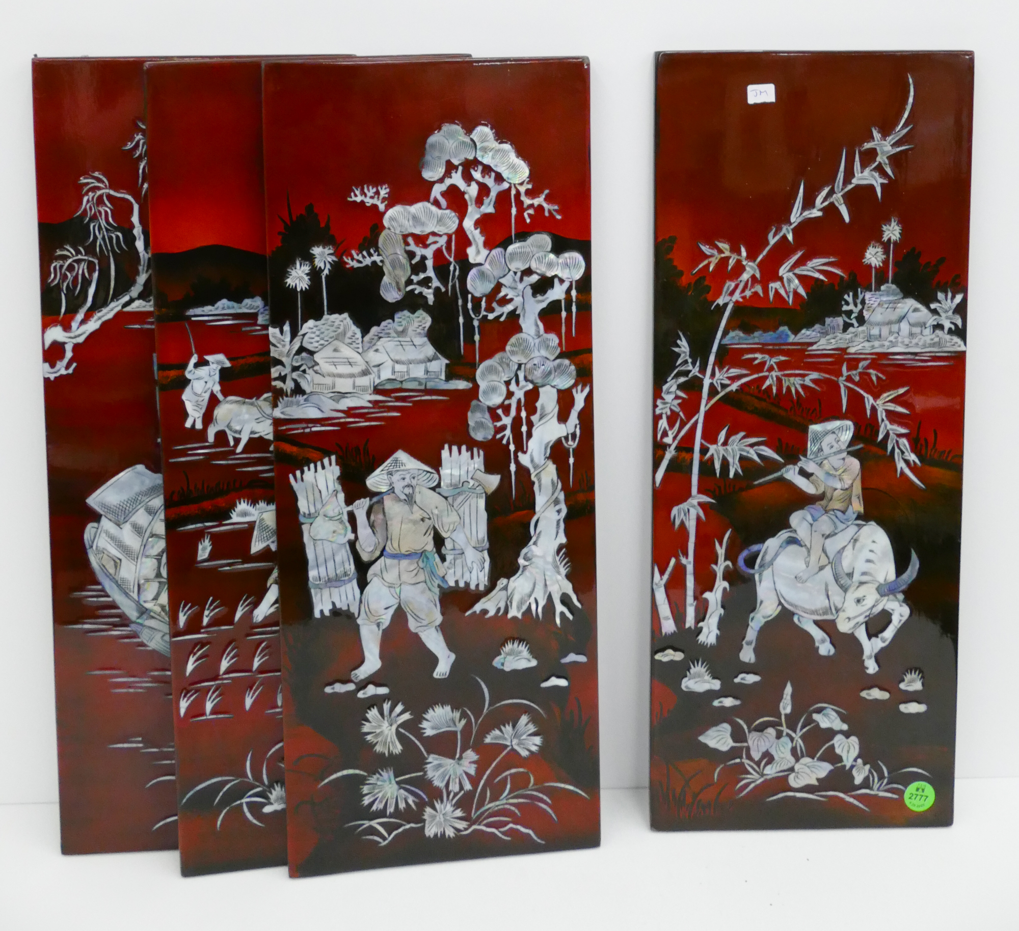 Set 4pc Asian MOP Lacquered Hanging 368b0c