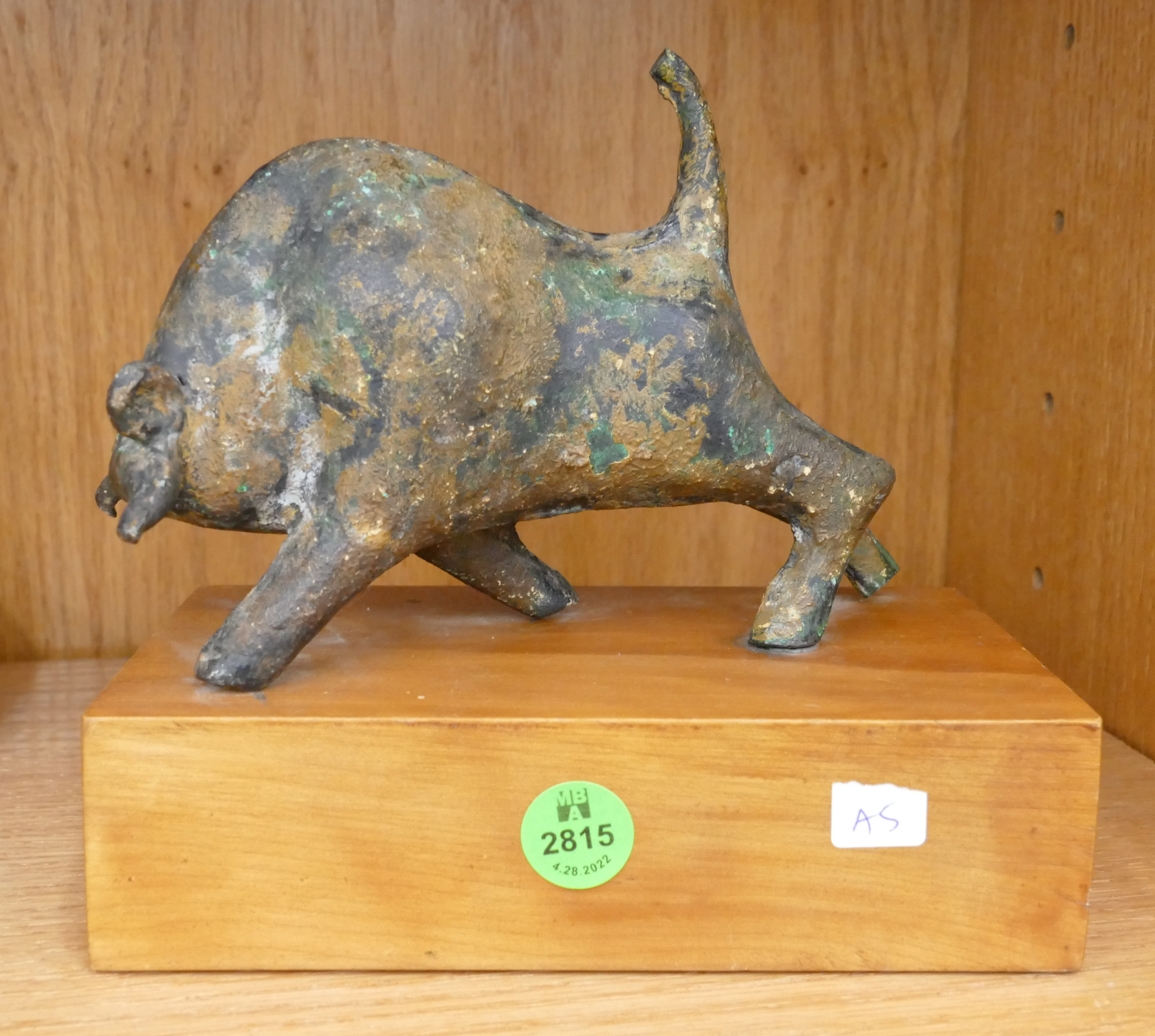 Old Japanese Bronze Bull Sculpture 368b2d