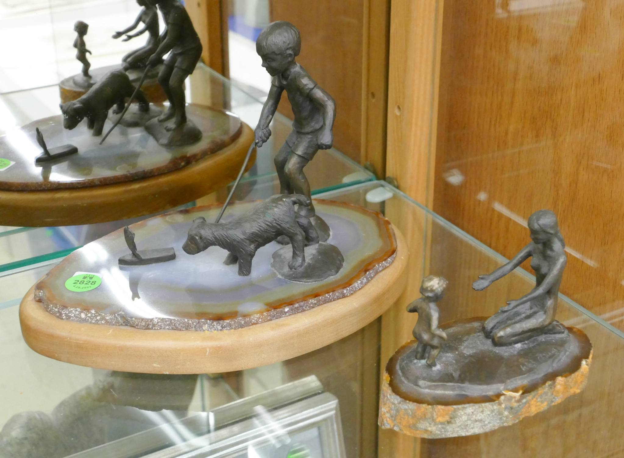 2pc Wah Chang Children Bronze Sculptures-