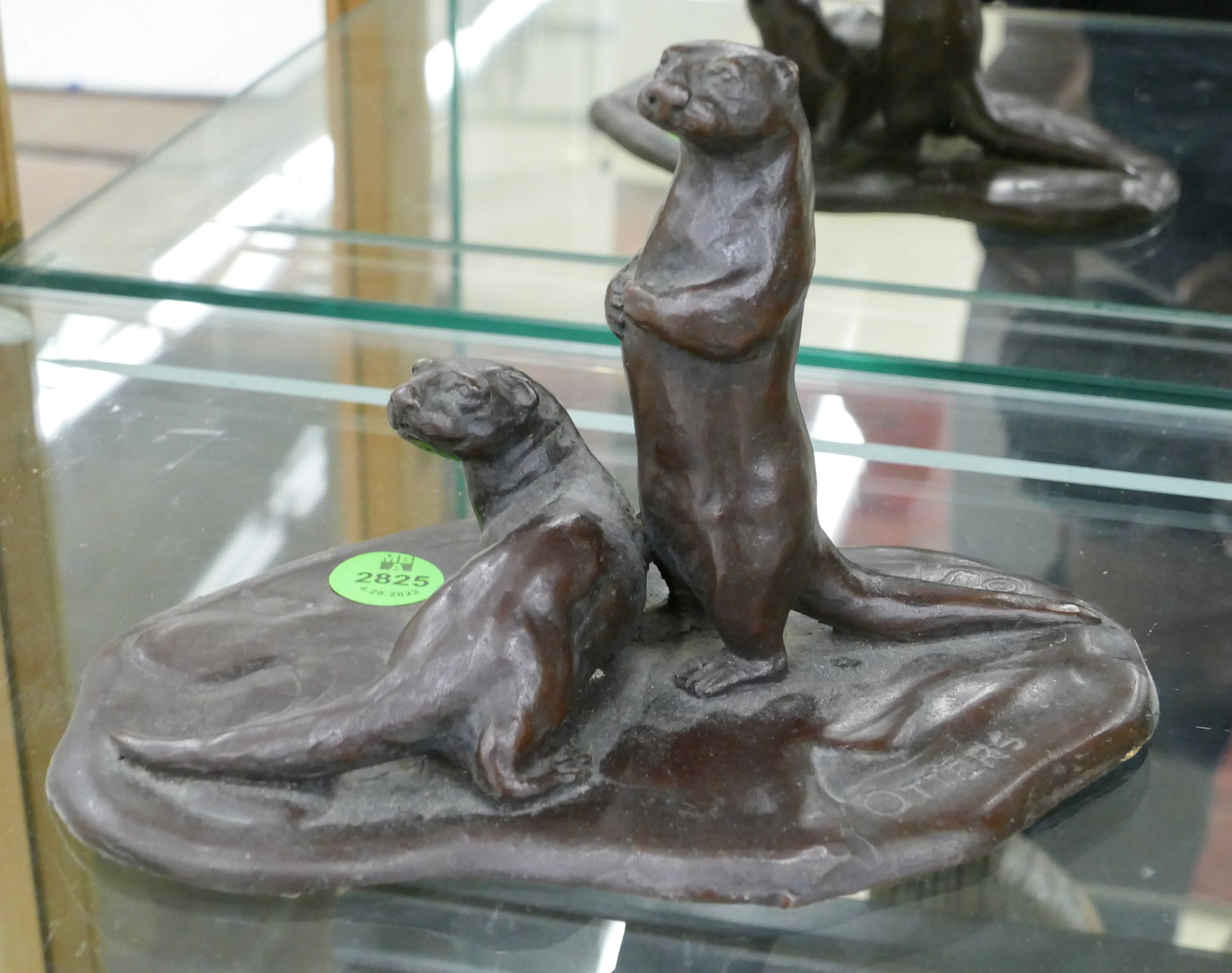 1973 Otters Small Bronze Sculpture signed