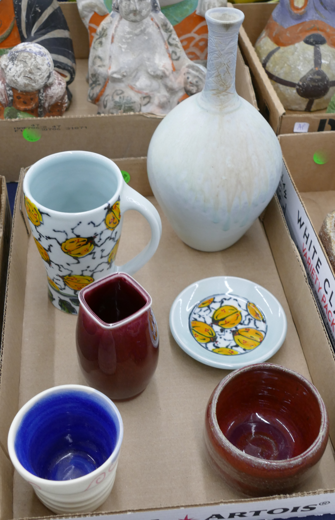 Box Decorated Studio Pottery- 6pc