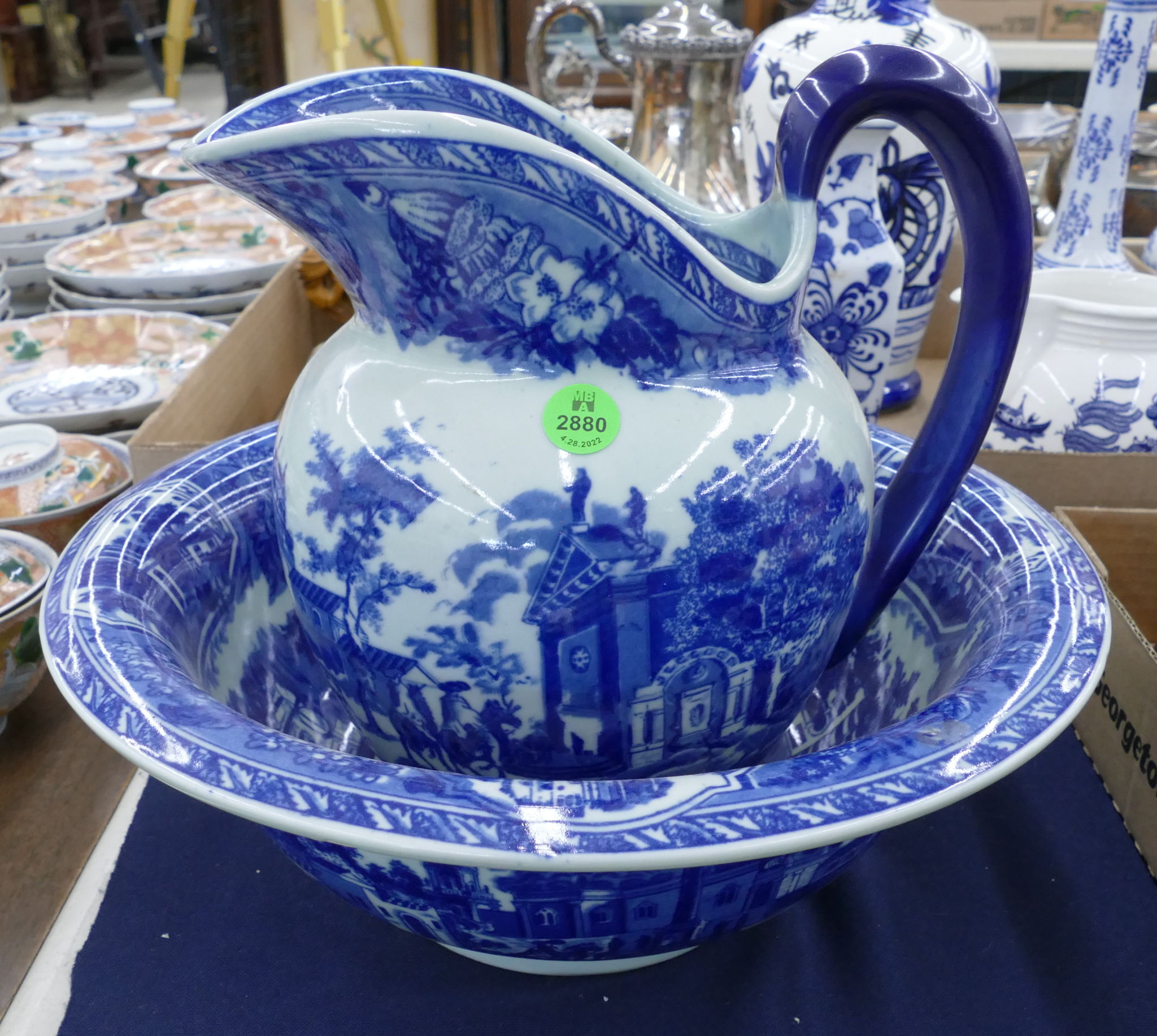 2pc Staffordshire Style Bowl & Pitcher-