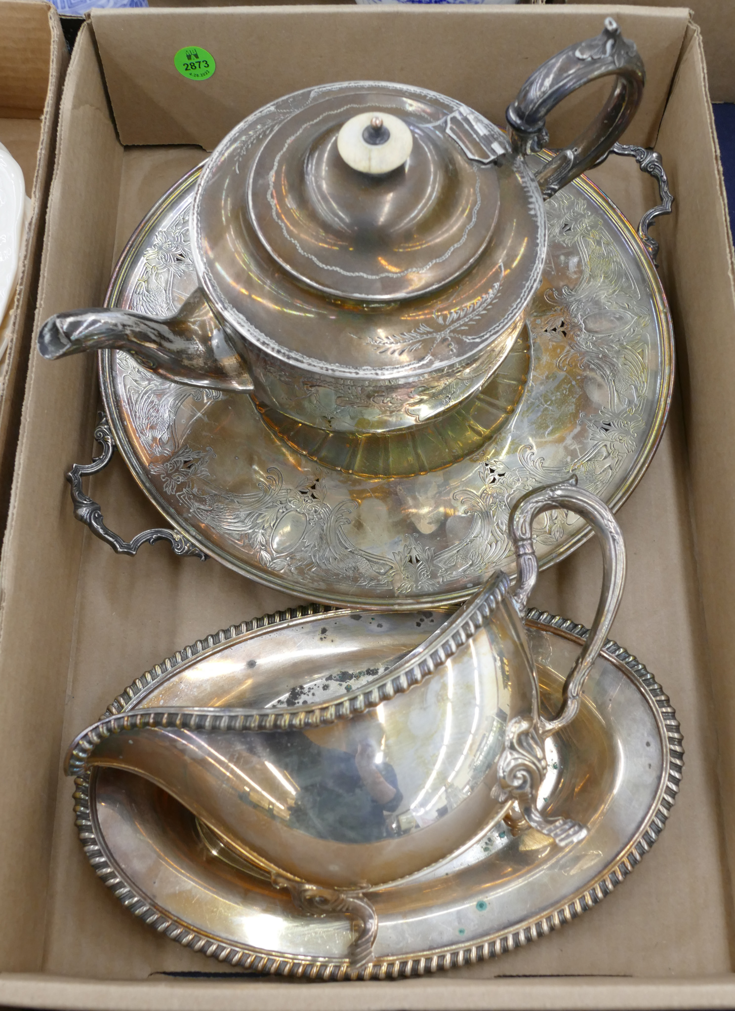 Box Antique Silverplate Teapot