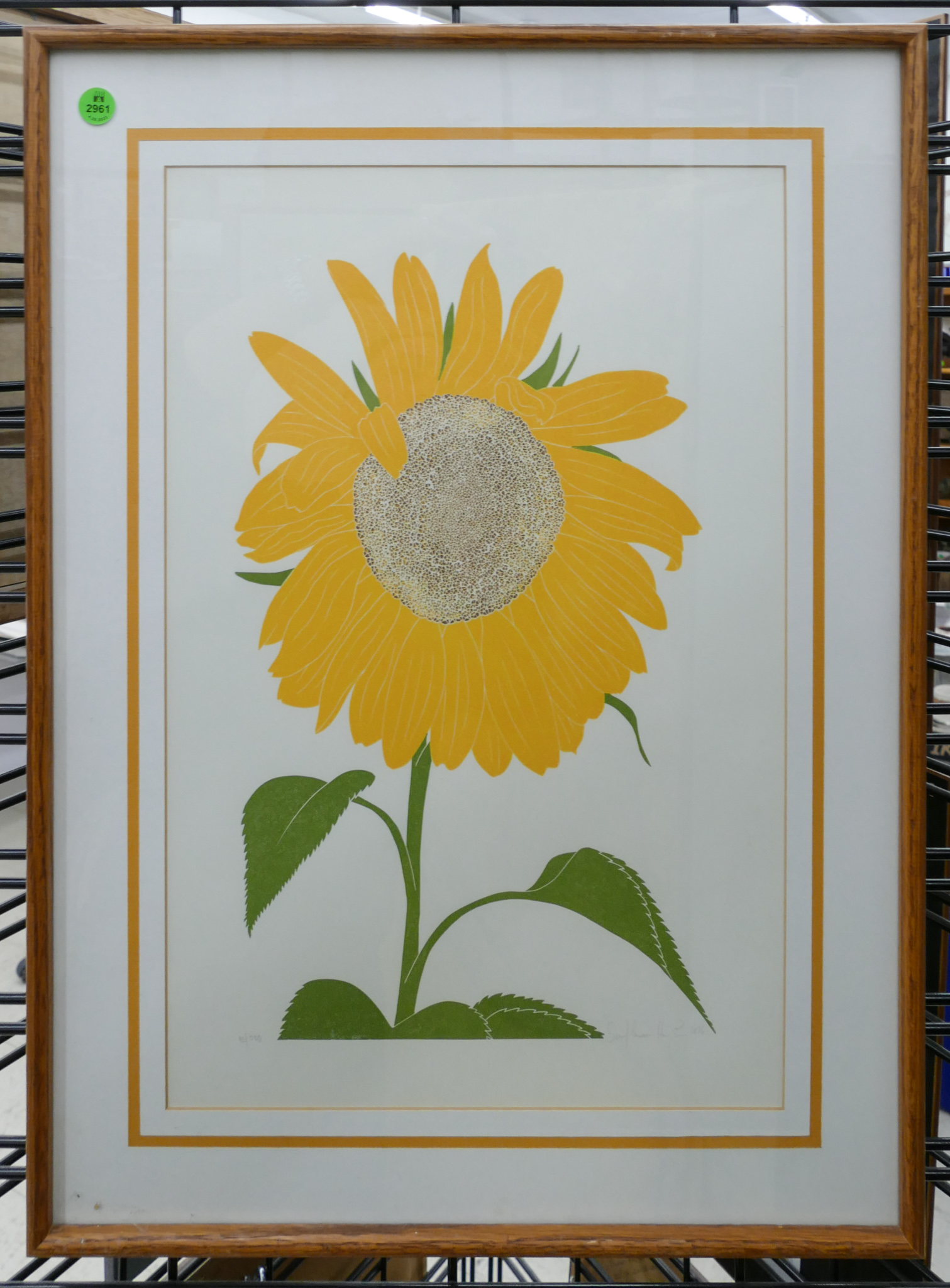 Henry Evans Sunflower S N Woodcut 368bb3