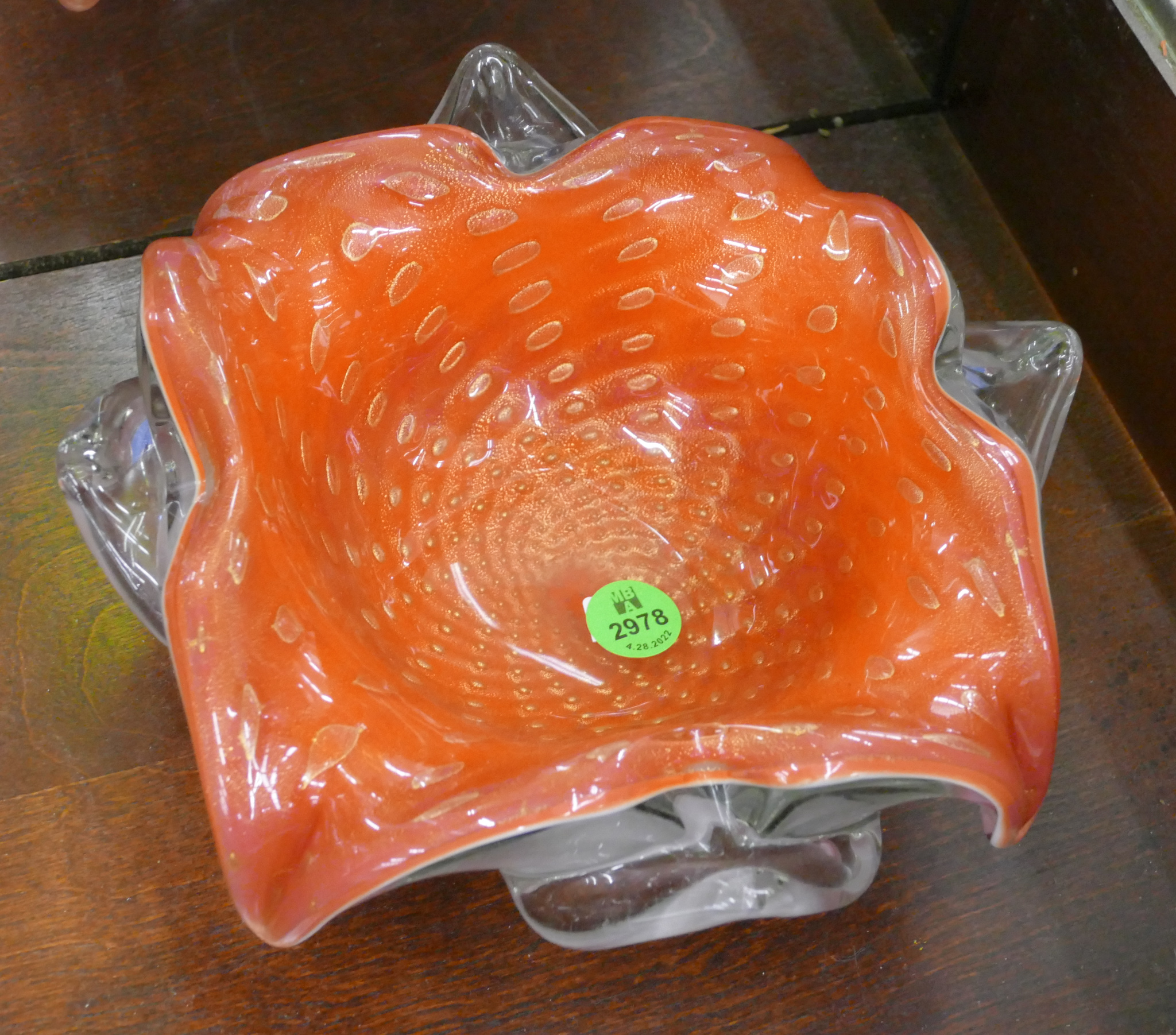 Orange Murano Glass Flower Bowl  368bc3