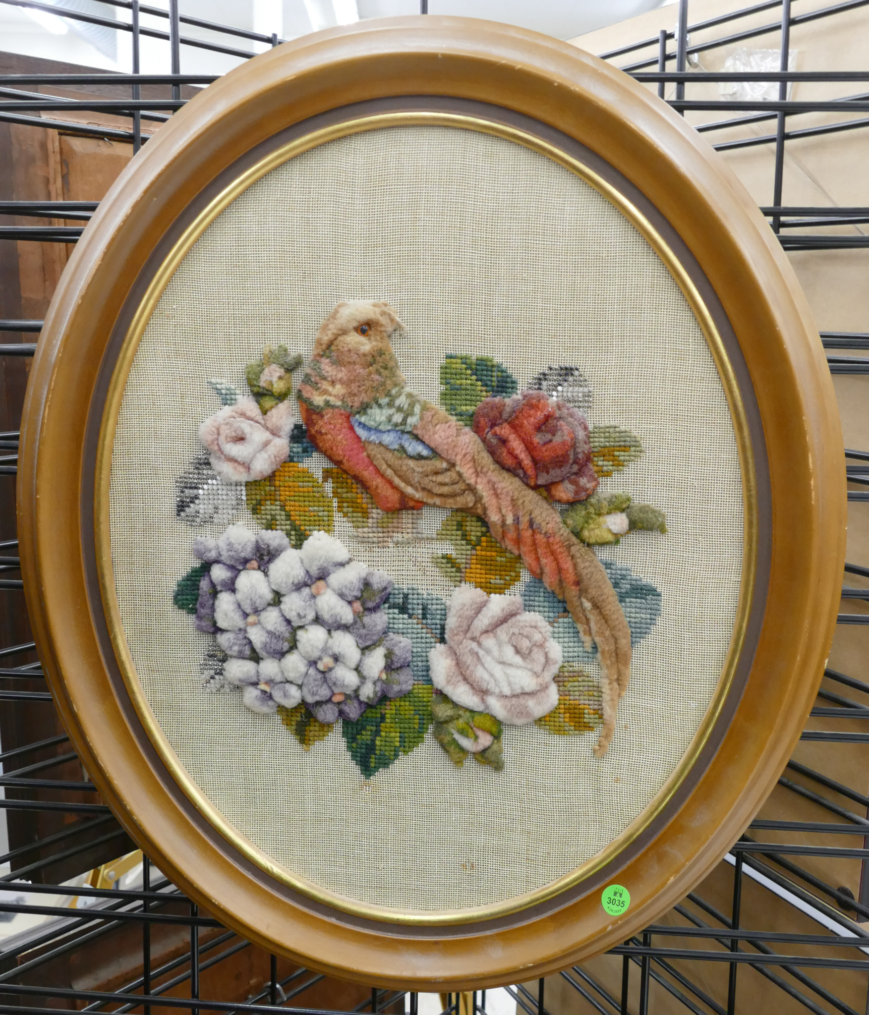 Vintage Needlework Framed Pheasant 368bfa