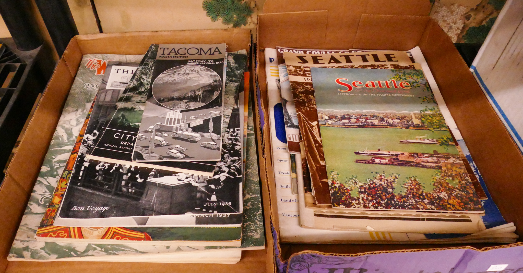 2 Boxes Antique Seattle Magazines