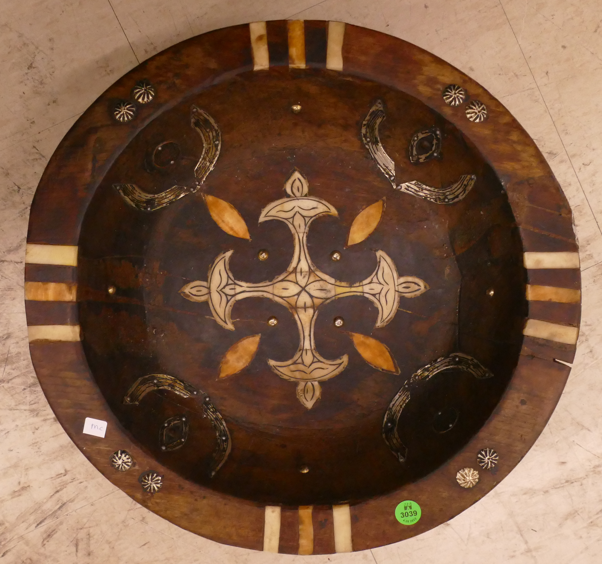 Inlaid Wood Viking Bowl- 15''