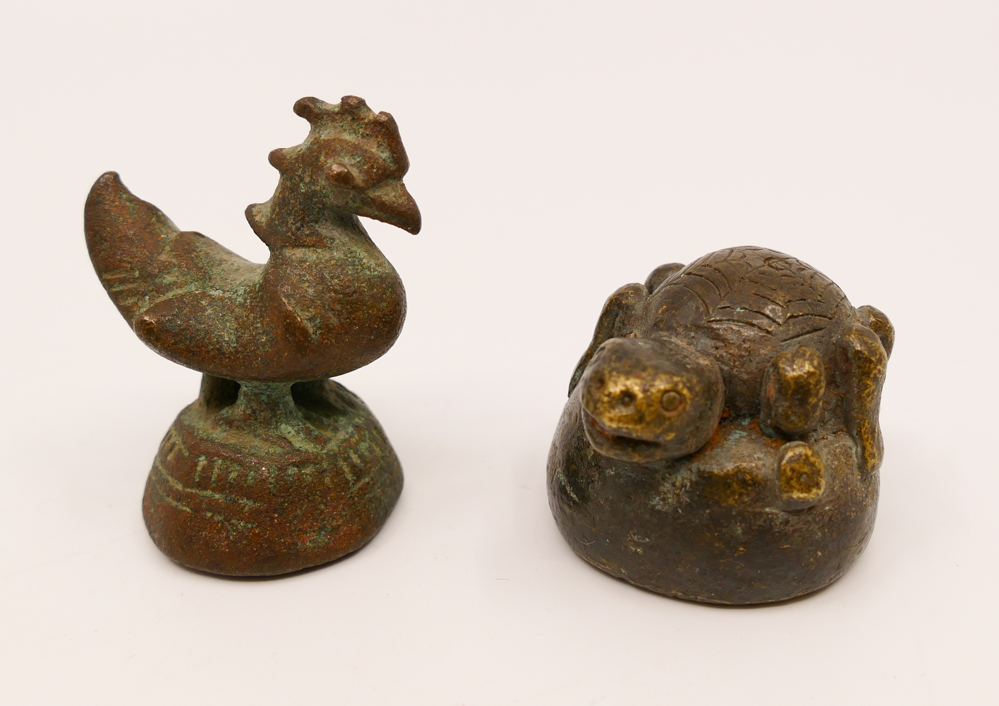 2pc Old Asian Bronze Opium Weights 368d7d