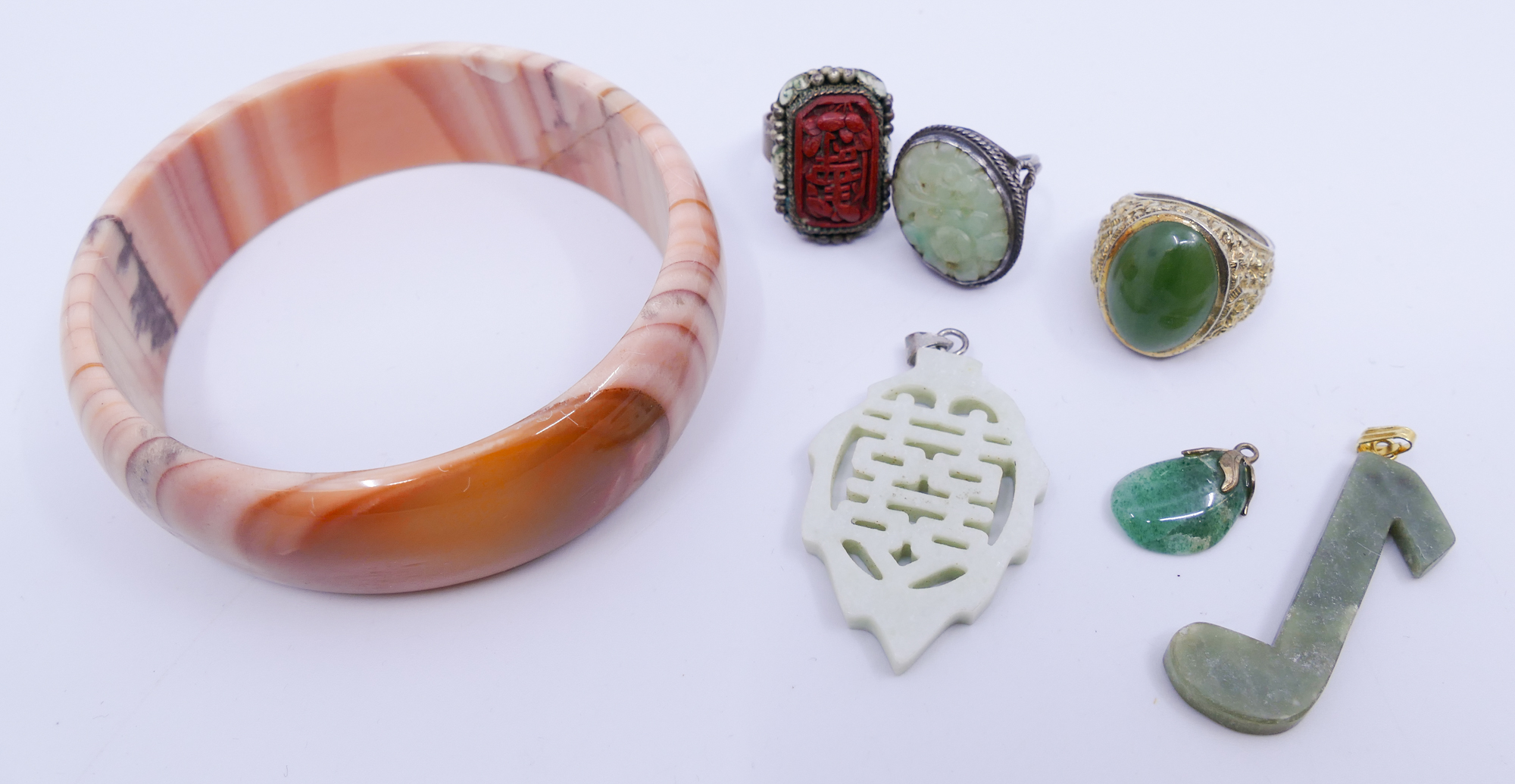 Box Chinese Jade Ring Etc