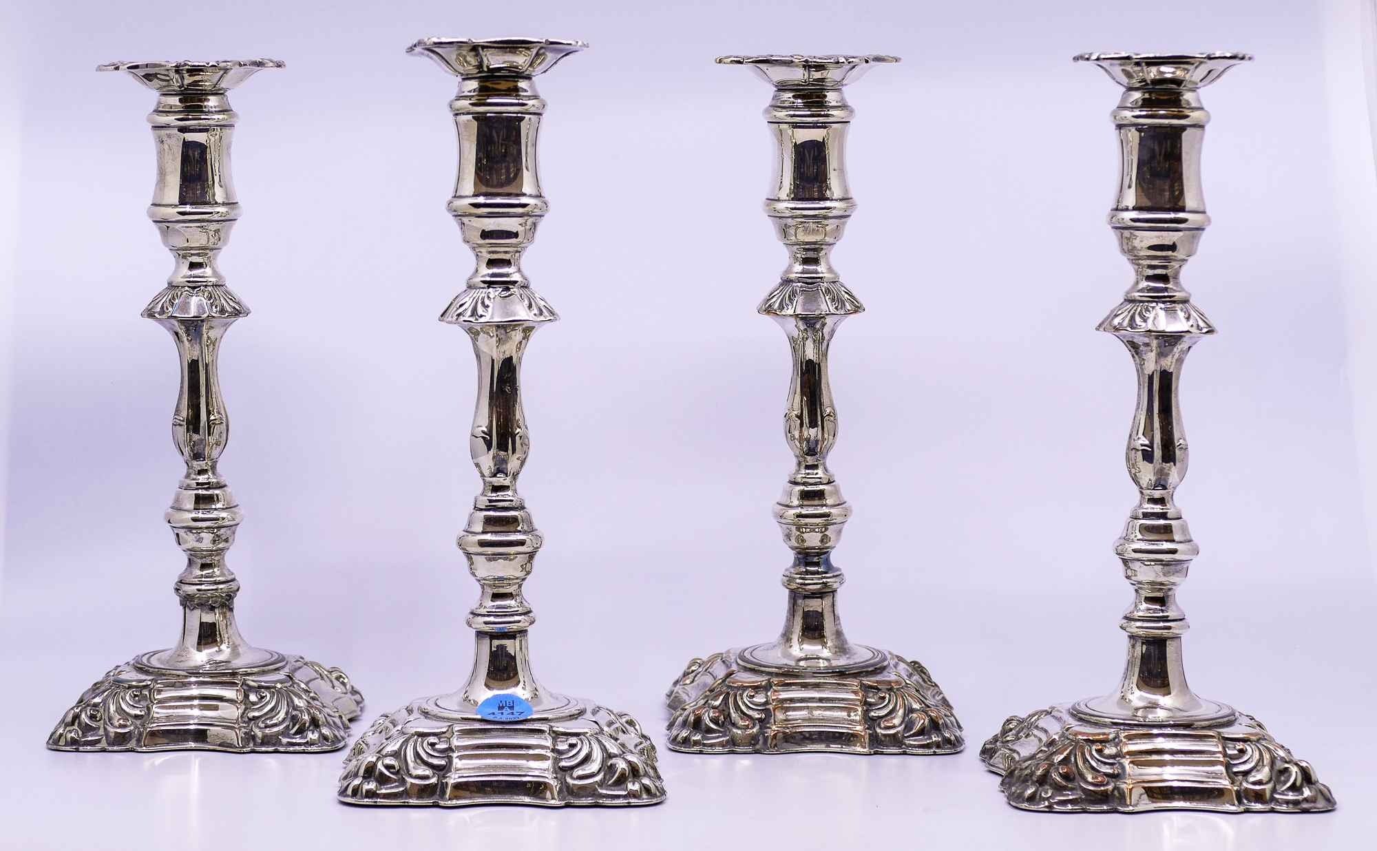 2 Pairs Antique Sheffield Plate Candlesticks-