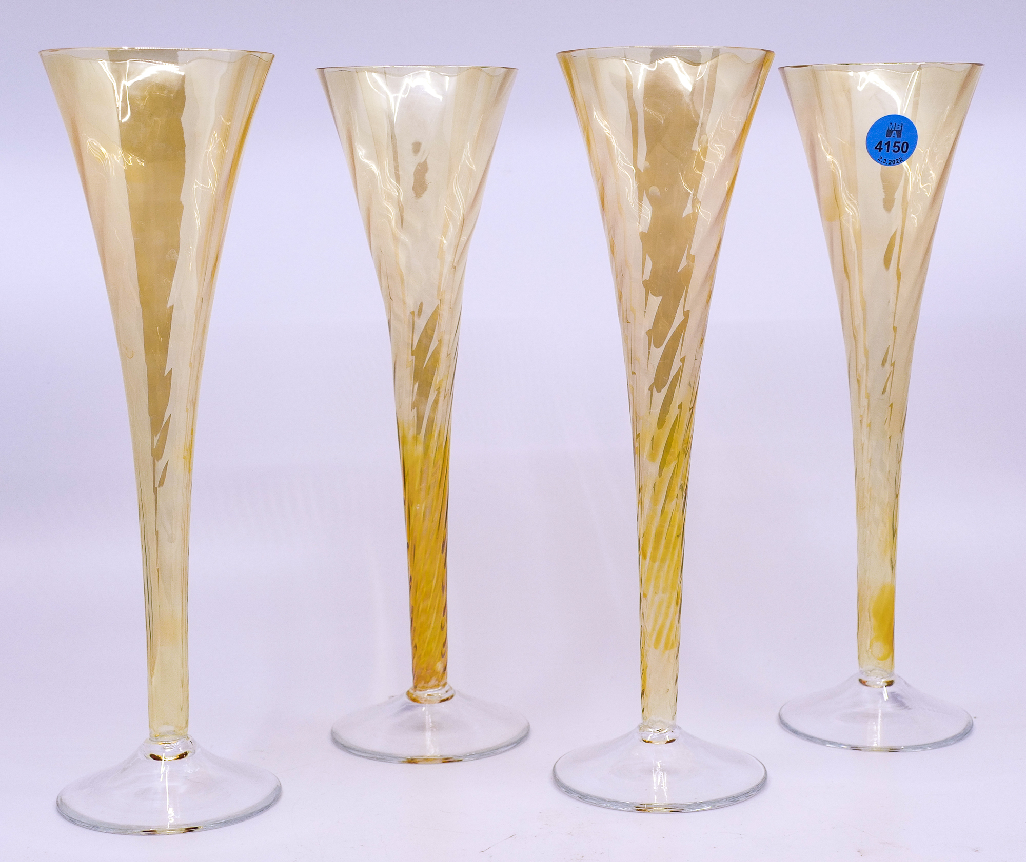 Set 4pc Handblown Opalescent Golden 368de9