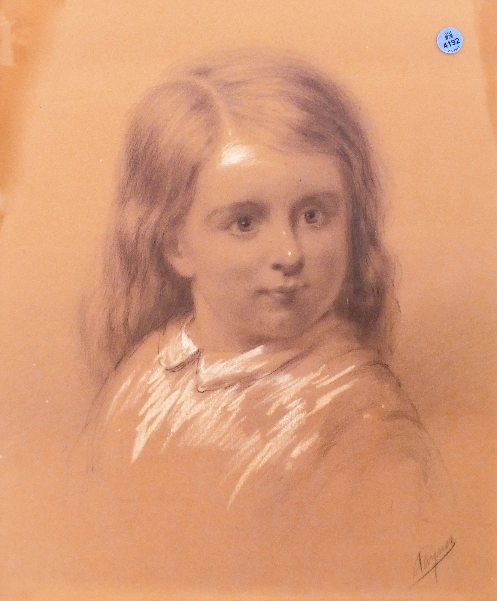 Antique Charcoal Pastel Portrait 368e13