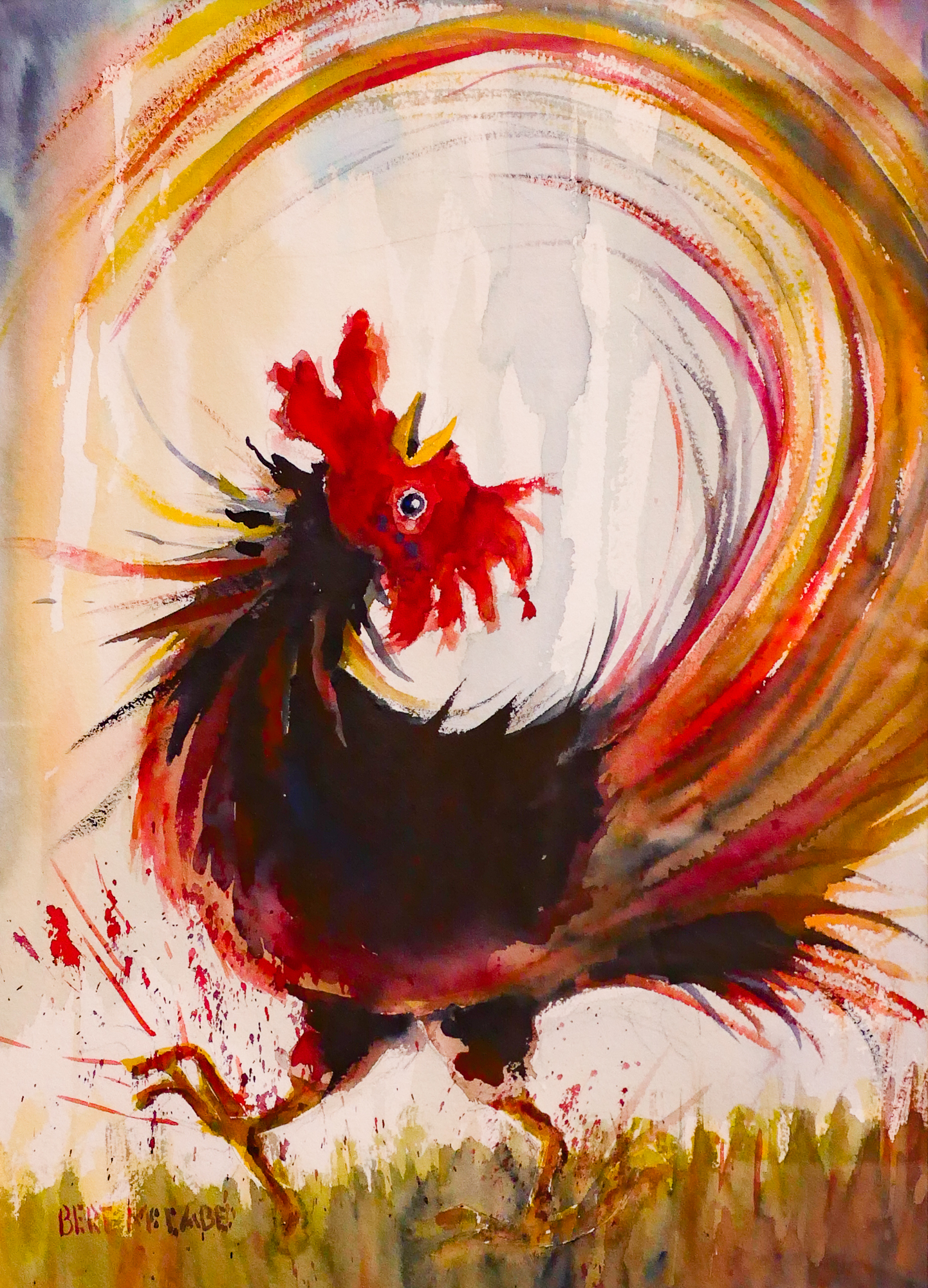 Bert McCabe Rooster Watercolor 368e3a