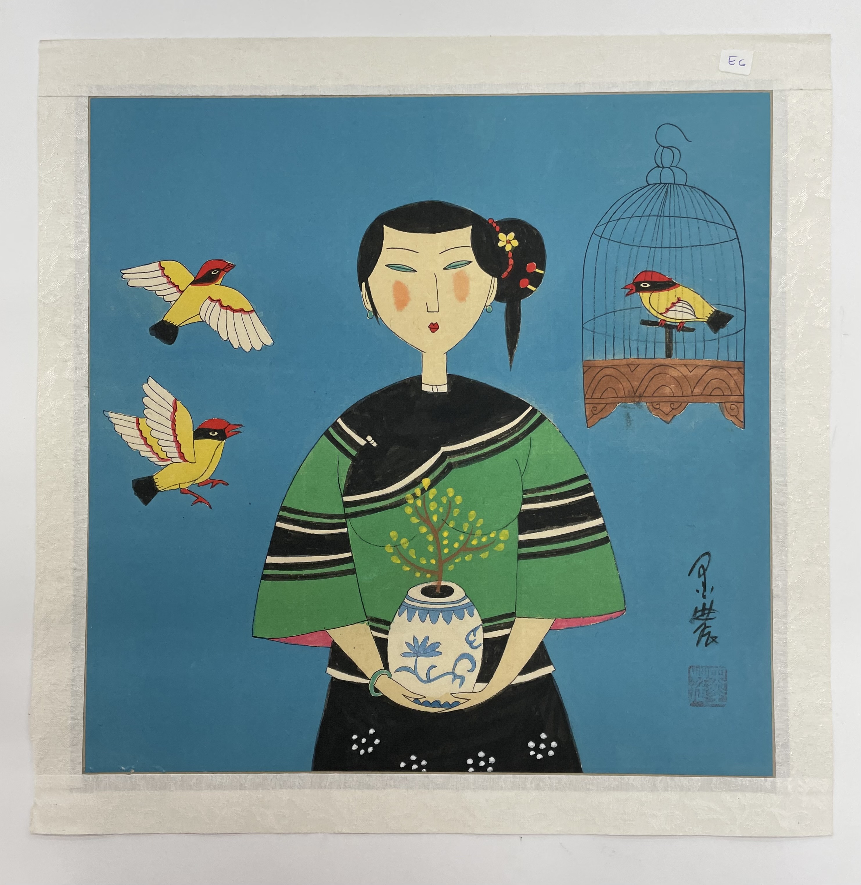 Chinese Modernist Woman with Birds