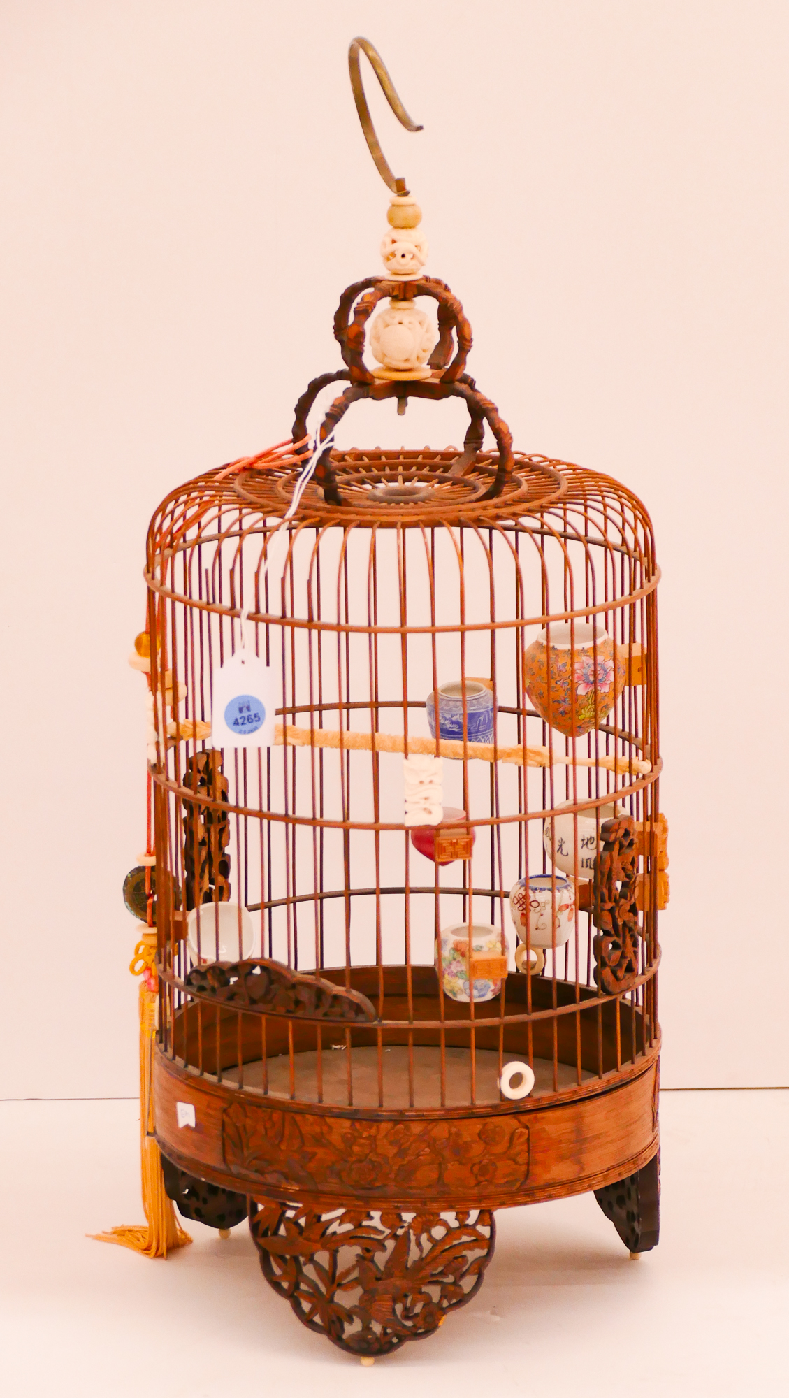 Old Chinese Wood Birdcage with