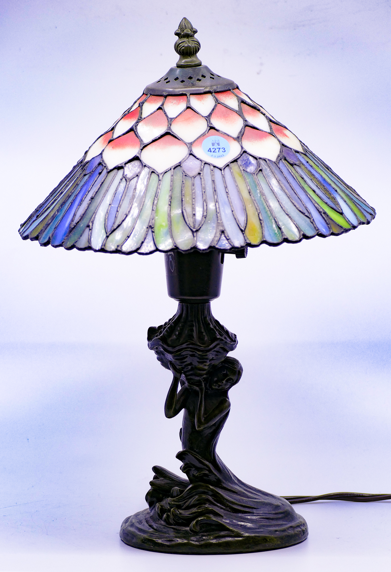 Figural Mermaid Leaded Glass Shade 368e65