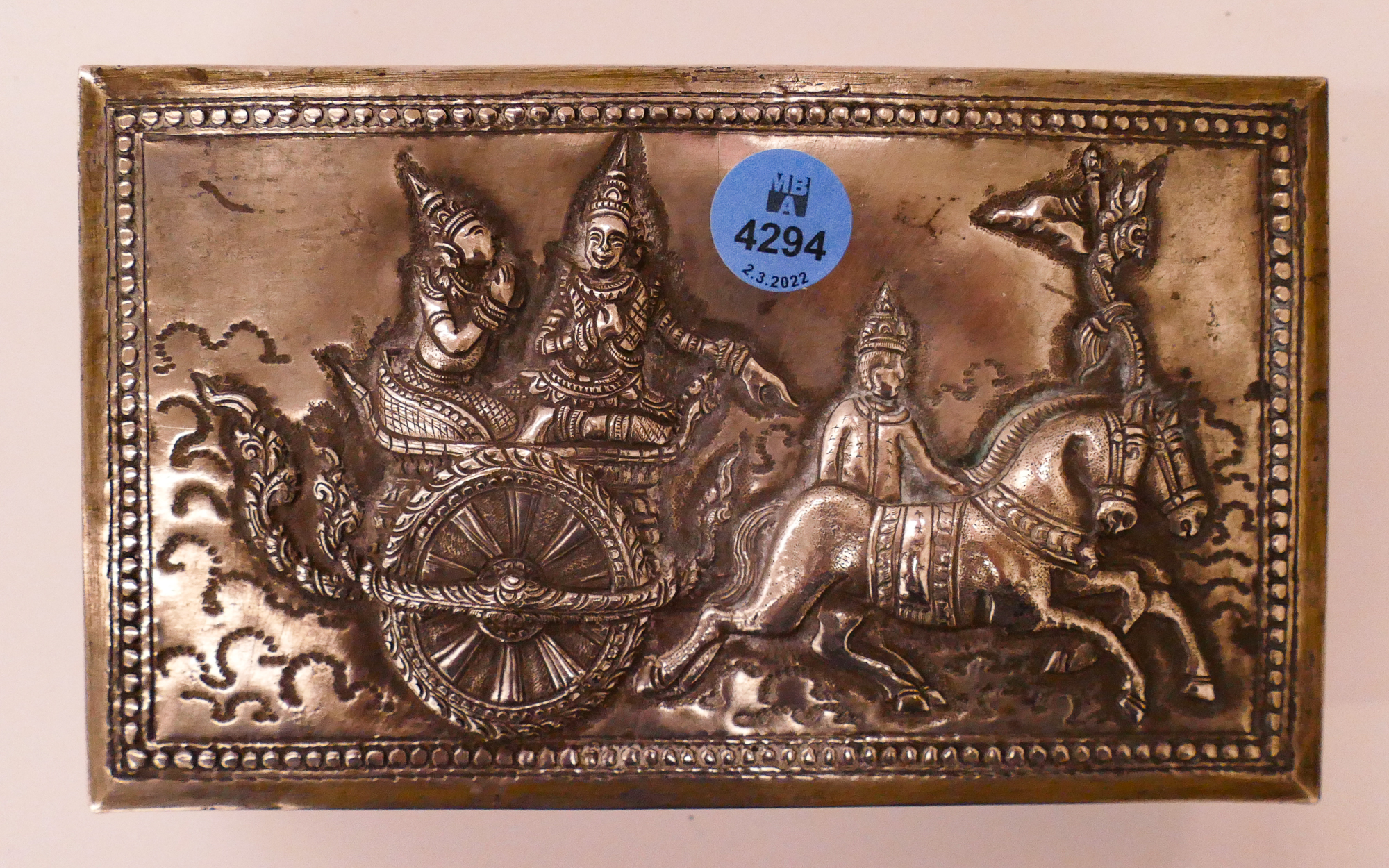 Thai Silverplated Repousse Box-