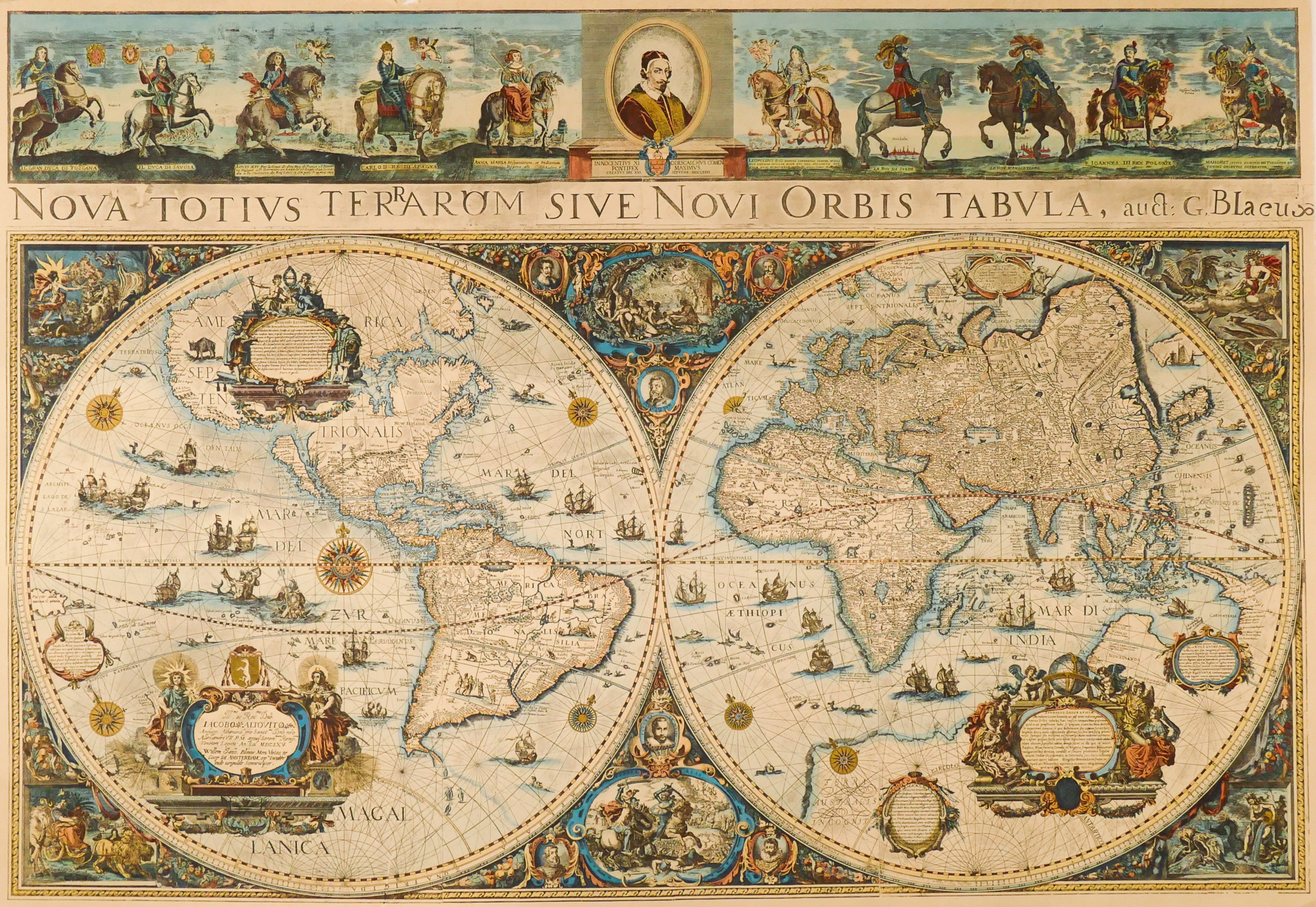 Vintage Large World Map Print Loose  368e8b