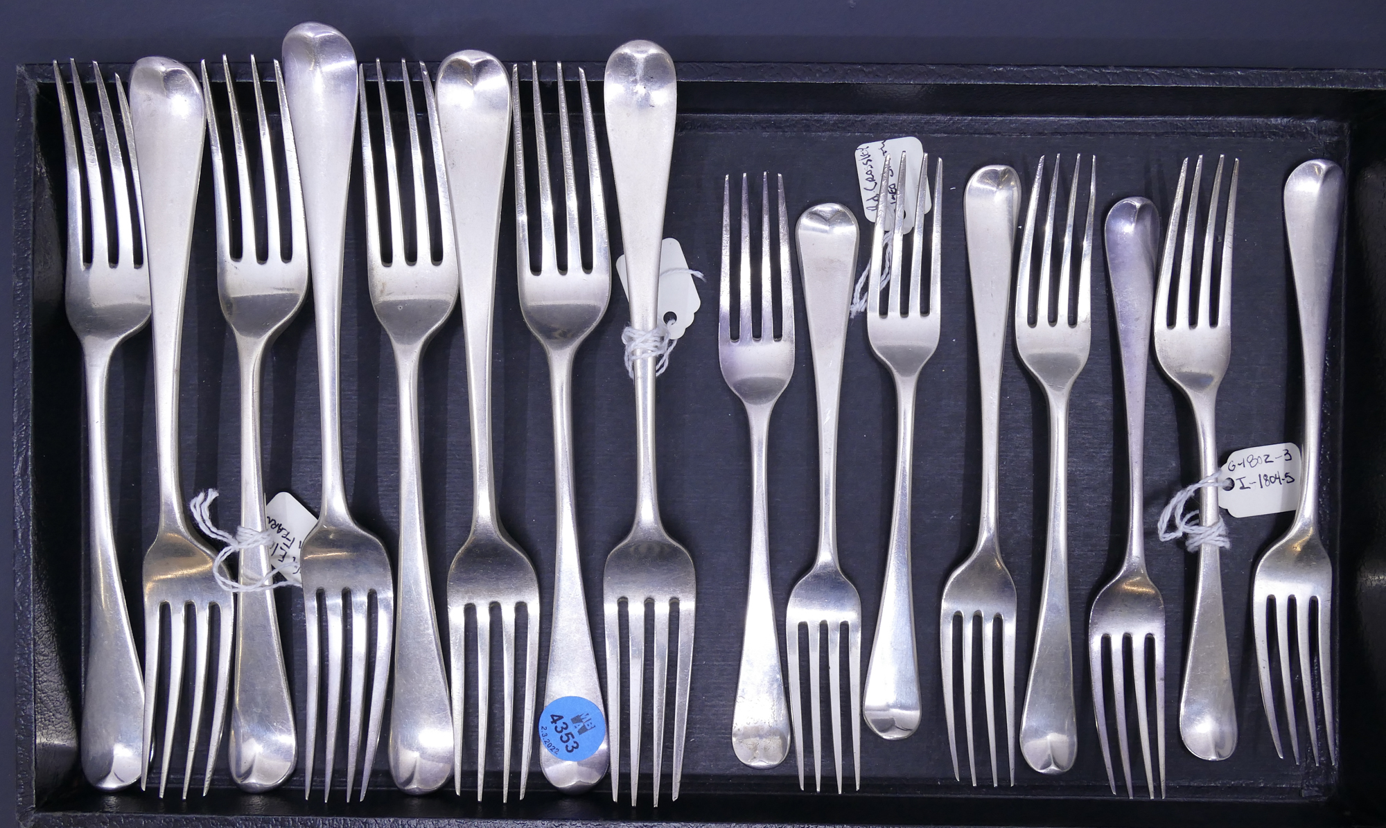 Tray 16pc Antique English Sterling