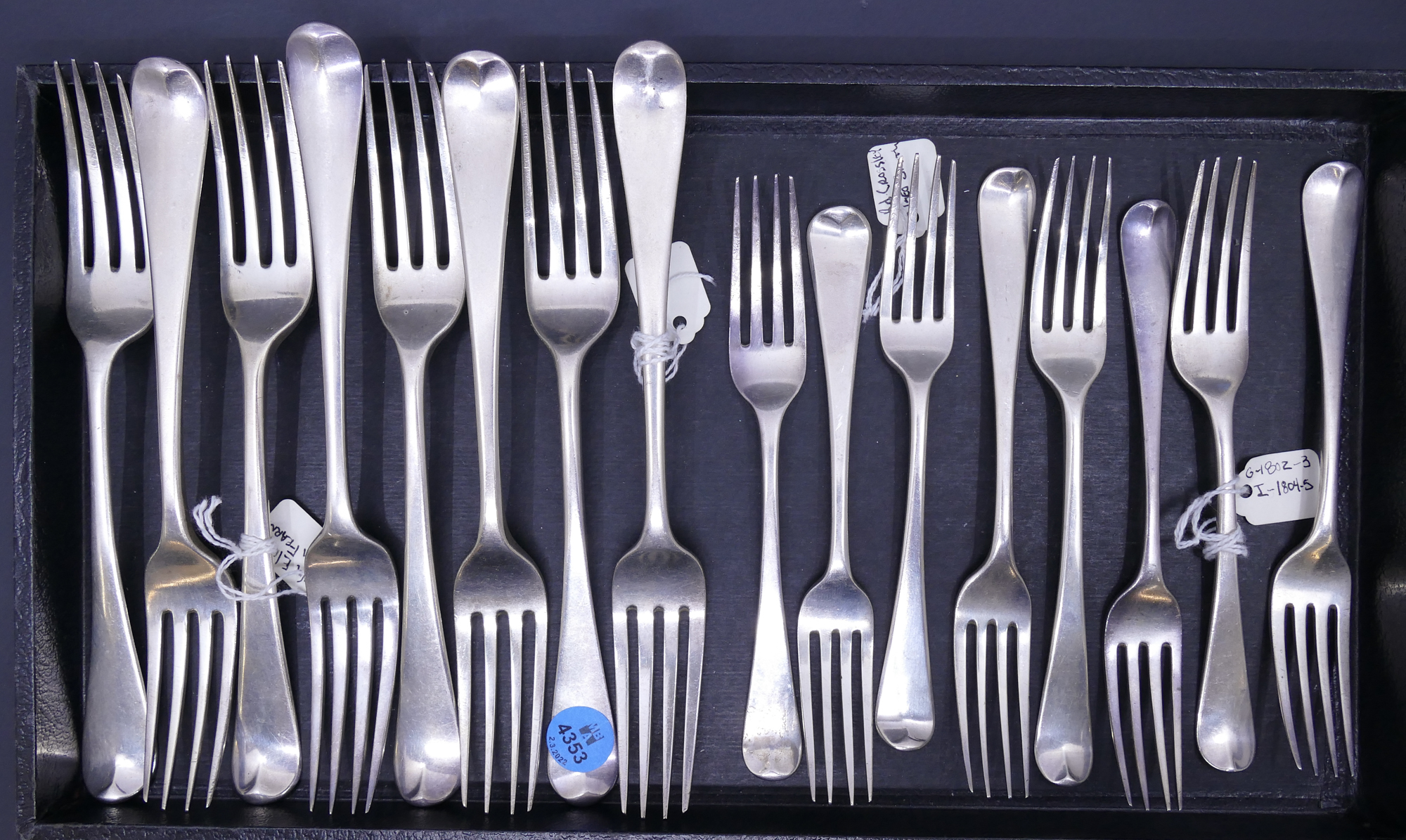 Tray 16pc Antique English Sterling 368eb5