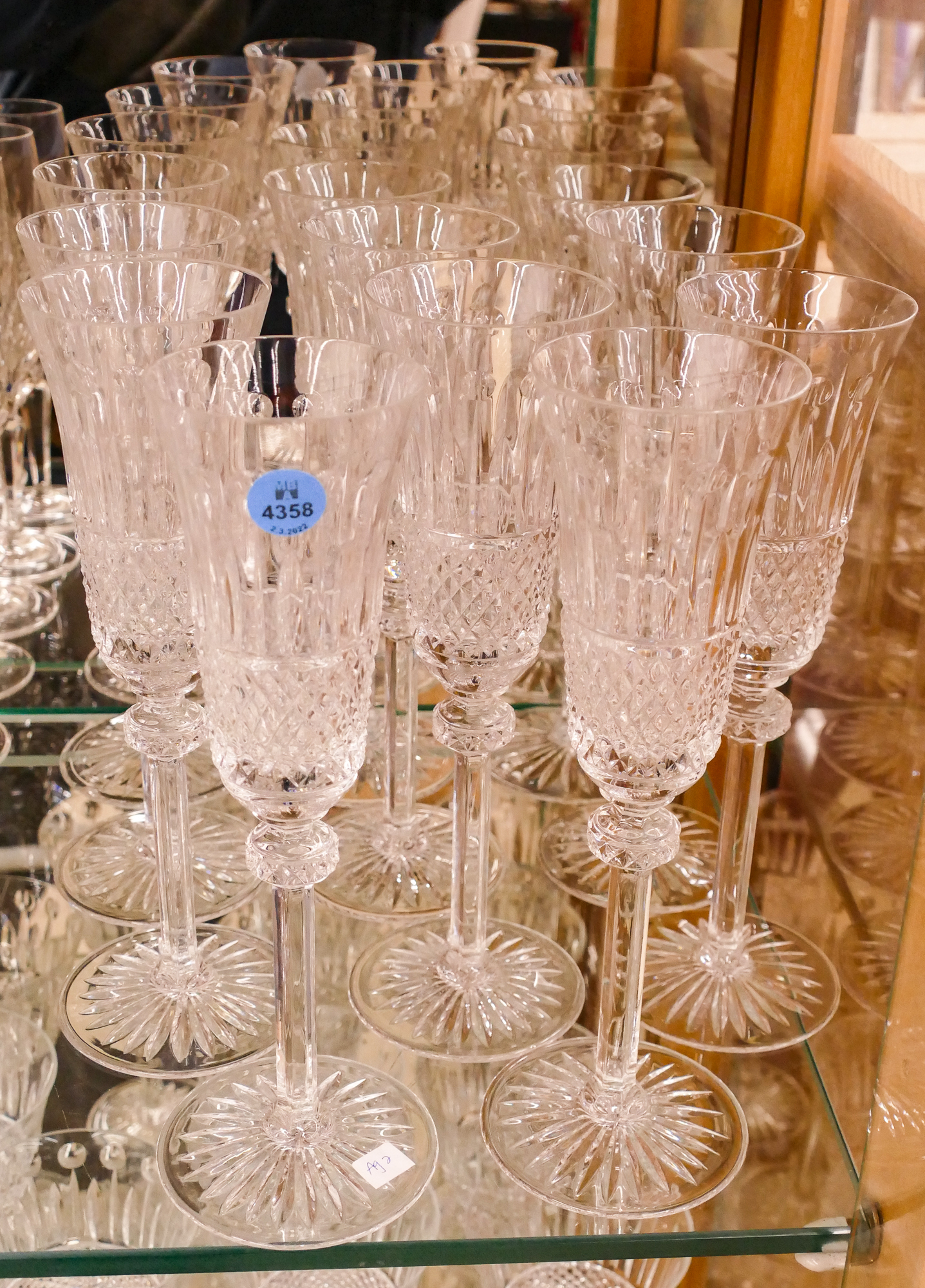 11pc Cut Crystal Champagne Flutes- 9.5