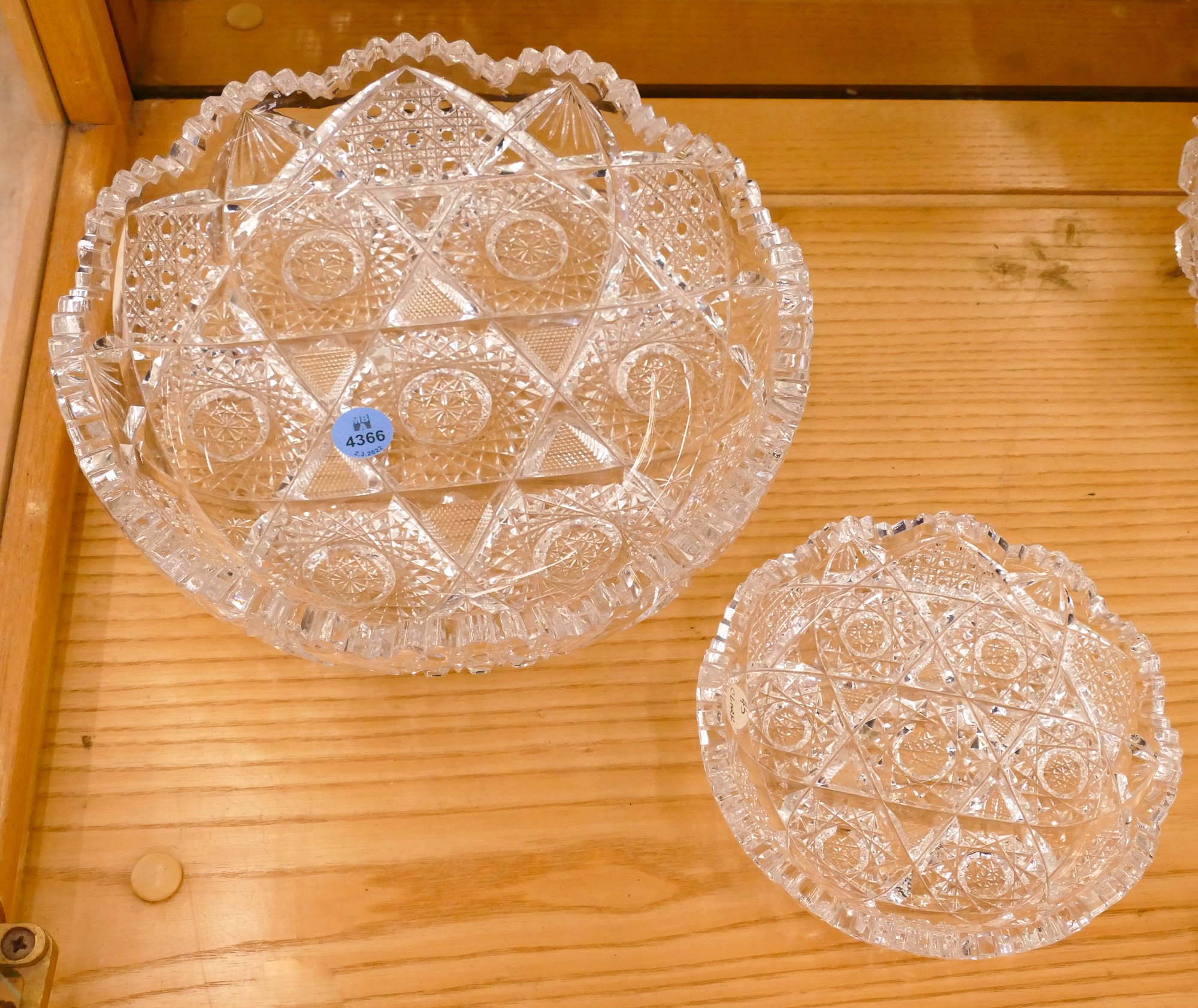 2pc Signed Clark Cut Glass Bowls  368ec2