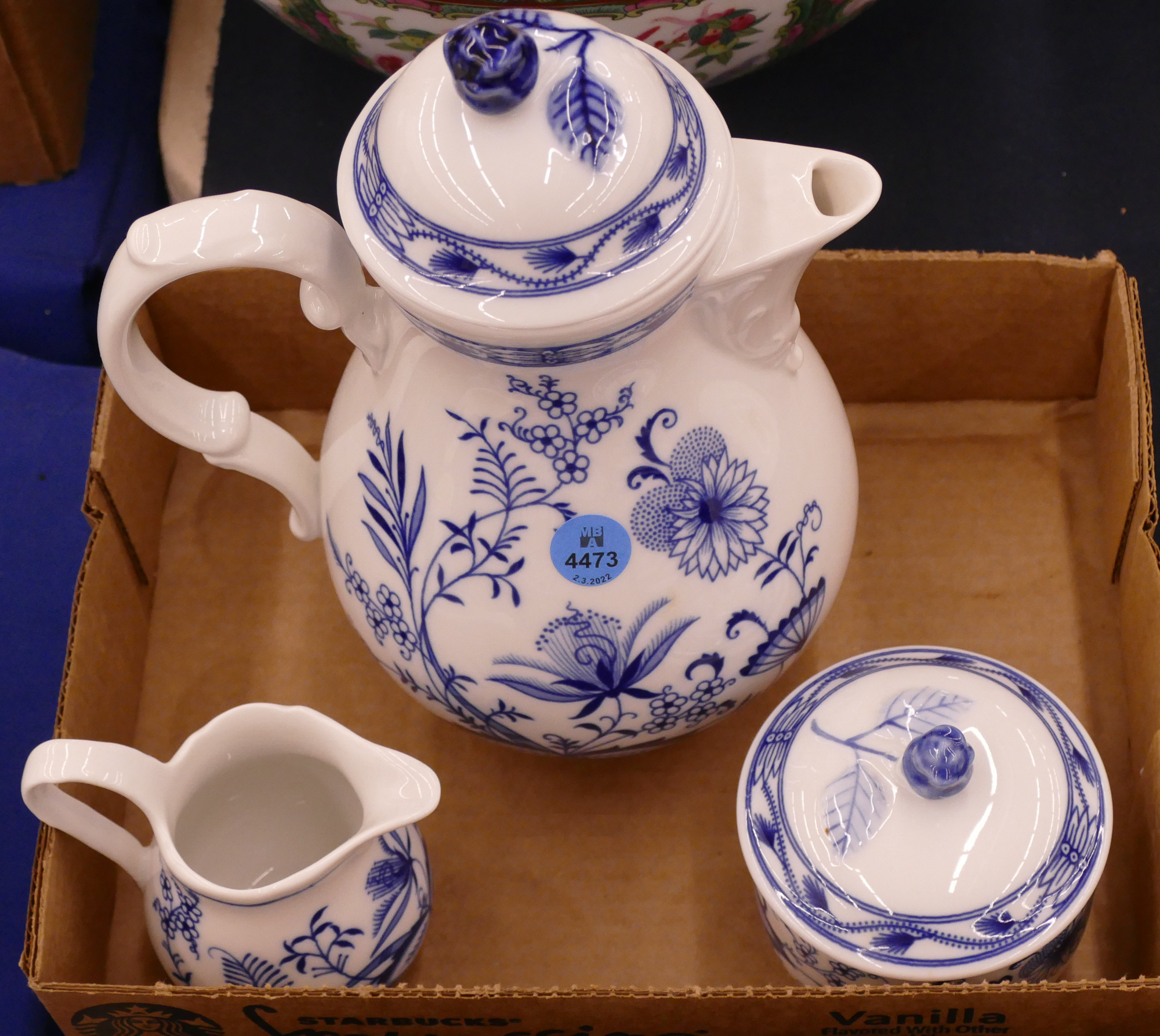 3pc Bavarian Blue Onion Pattern Porcelain