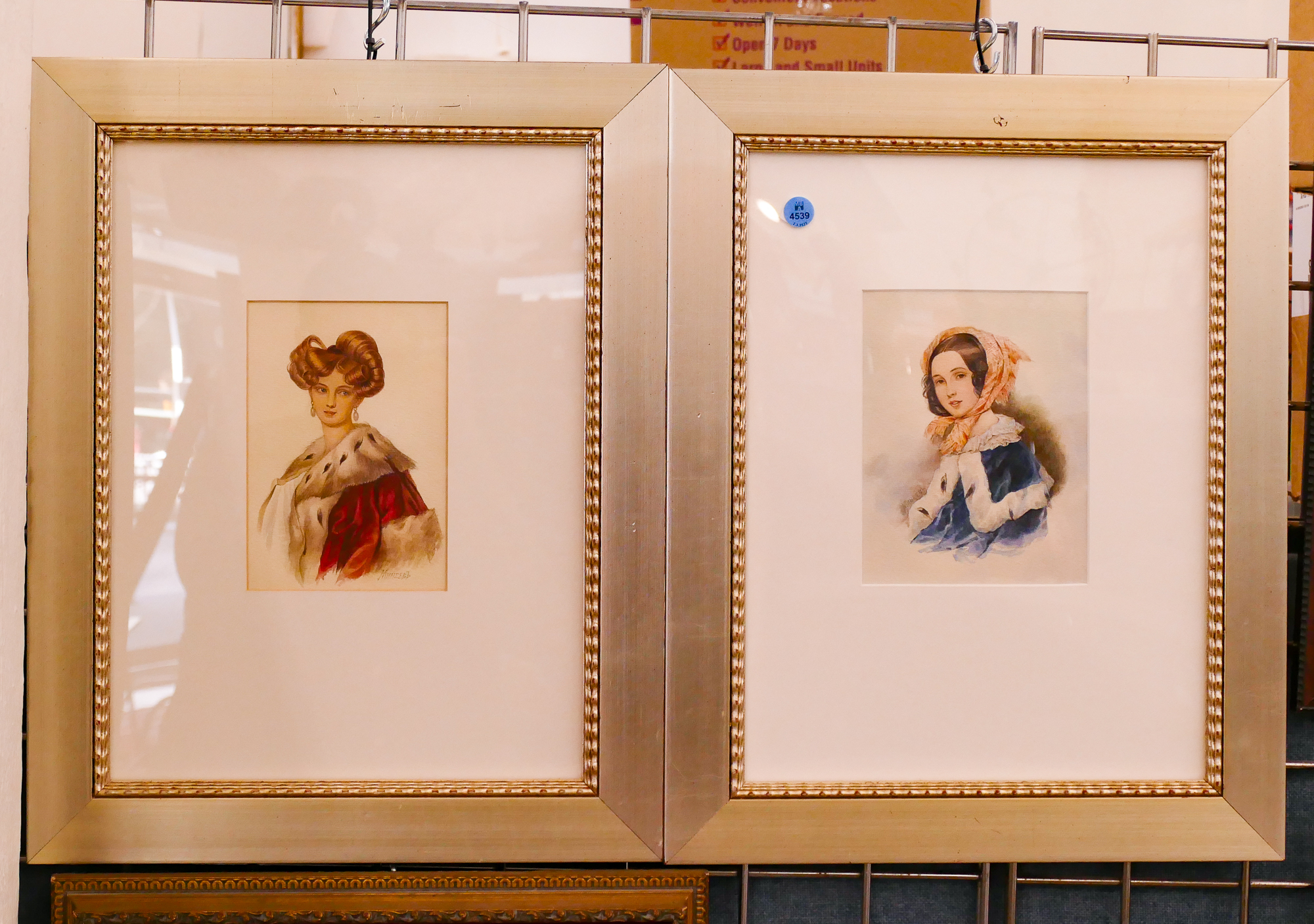 Pair Framed Female Beauty Watercolors-