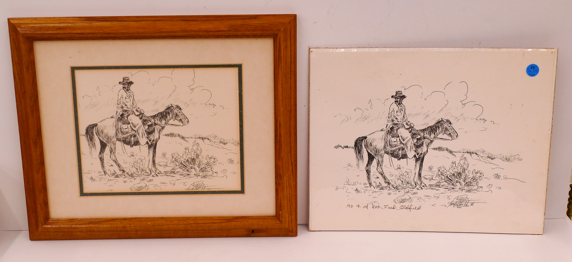 2pc Fred Oldfield Prints one framed  368f90