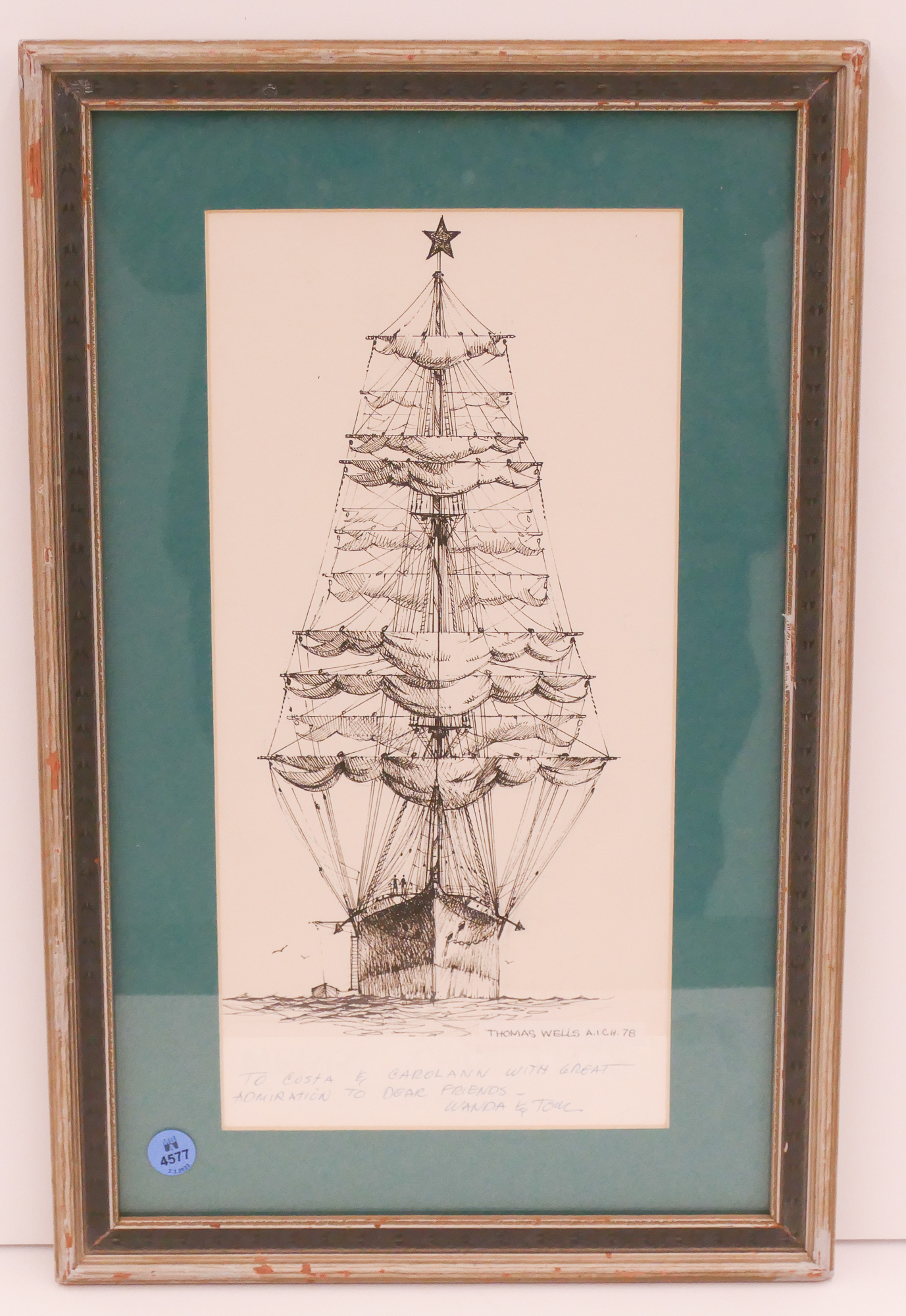 Thomas Wells Original Ink Schooner