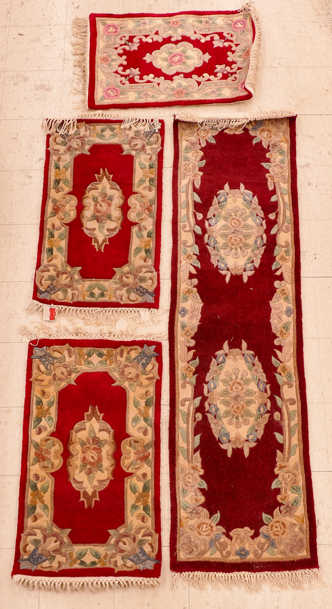 5pc Chinese Floral Red Sculpted