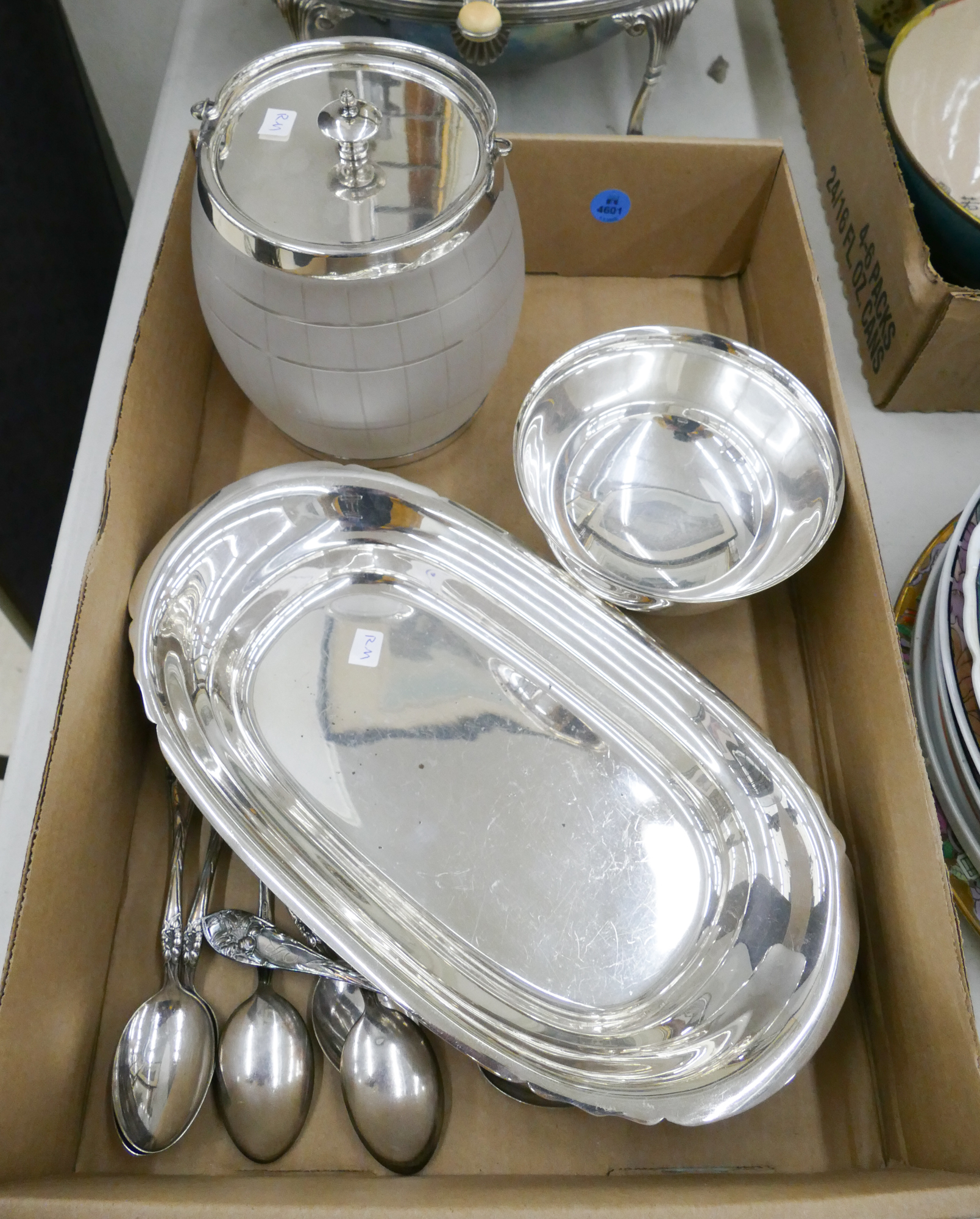 Box Antique Silverplate Biscuit Jar