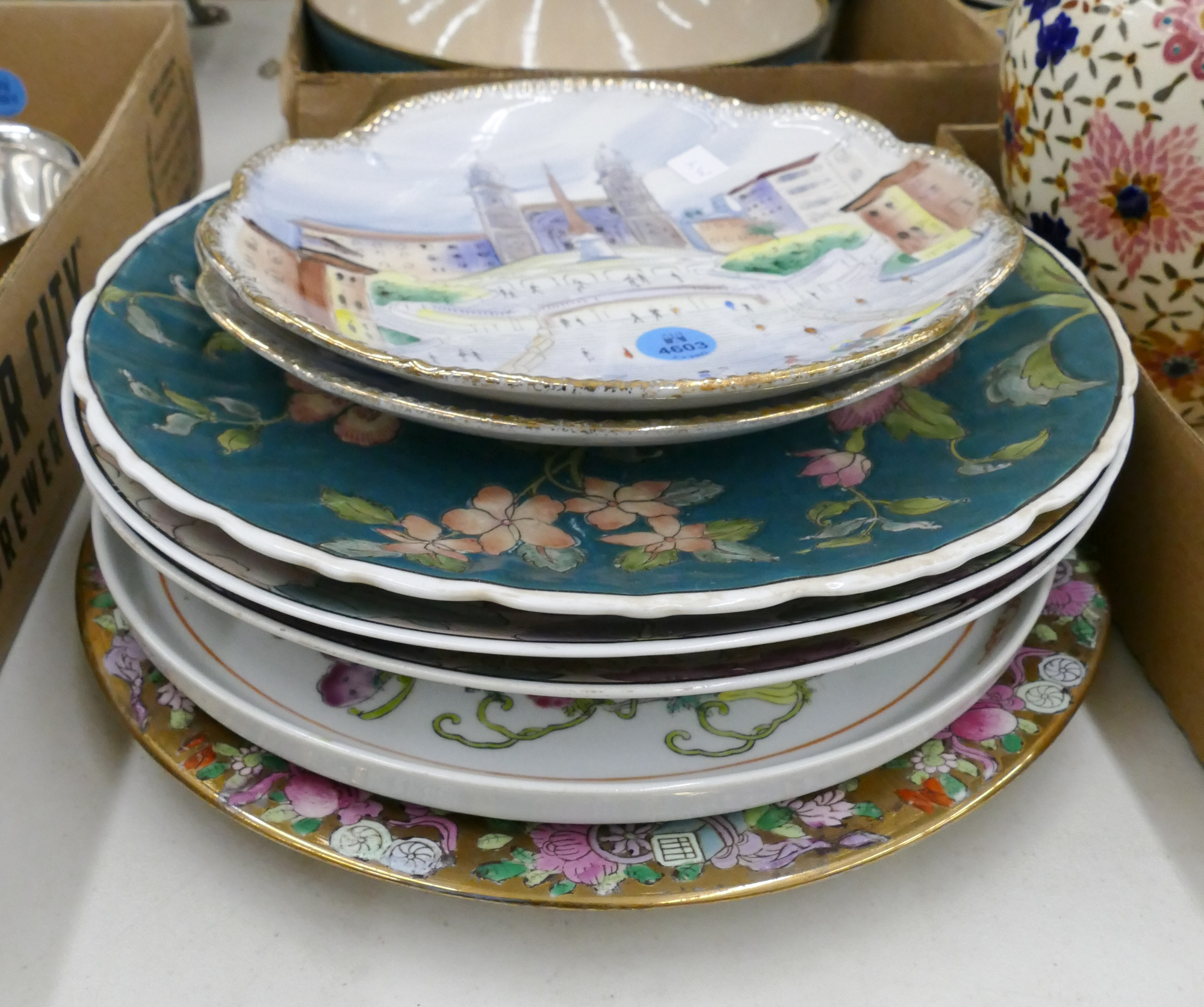 Stack 7pc Asian Decorative Plates-